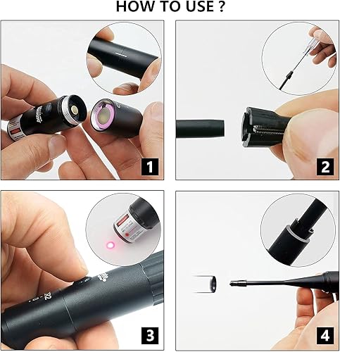 Miniatura 6 de BoreSighter láser con 12 adaptadores.Calibres 17 a 12 GA, mira láser con interruptor de botón y adecuado para mira de rifle y pistola