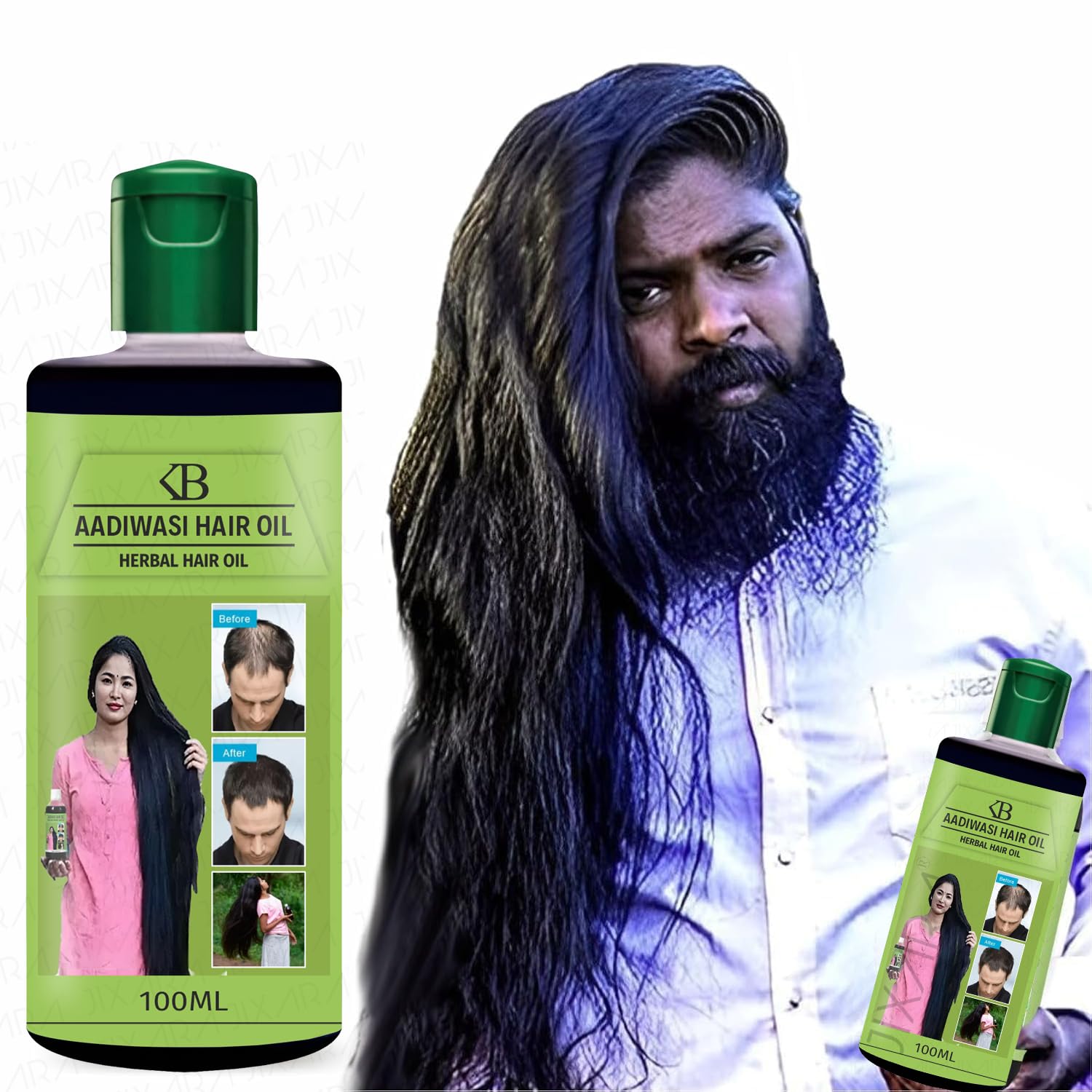 Jixara Original Aadiwasi Hair Growth Oil 300 Ml Ayurvedic Aadiwasi Herbal Kesh tel with Natural Rosemary essential & Biotin for Control Hairfall anti-dandruff aadiwasi hair oil original- 100 Ml Pack of 3