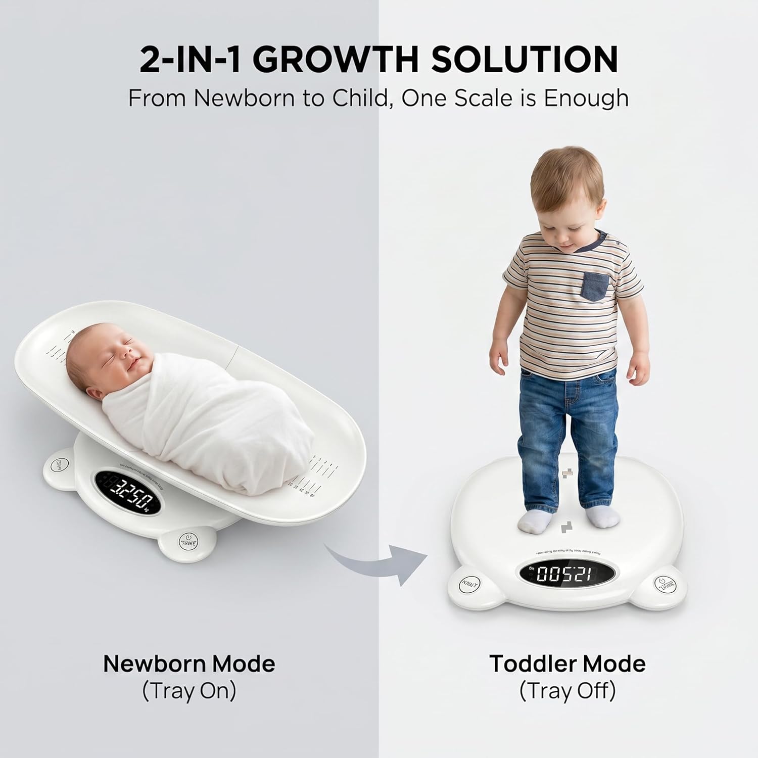 Digital Baby Scales, Multi-Function Scale for Infant, Toddler & Pet, LED Display Weighing Scale for Newborns, Cats & Dogs, Large Capacity for Family Weight Tracking at Home