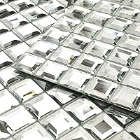 Vista 11 de Diflart Azulejo de mosaico de cristal de mosaico de cristal de diamante 3/4 pulgadas paquete de 5 (plata)
