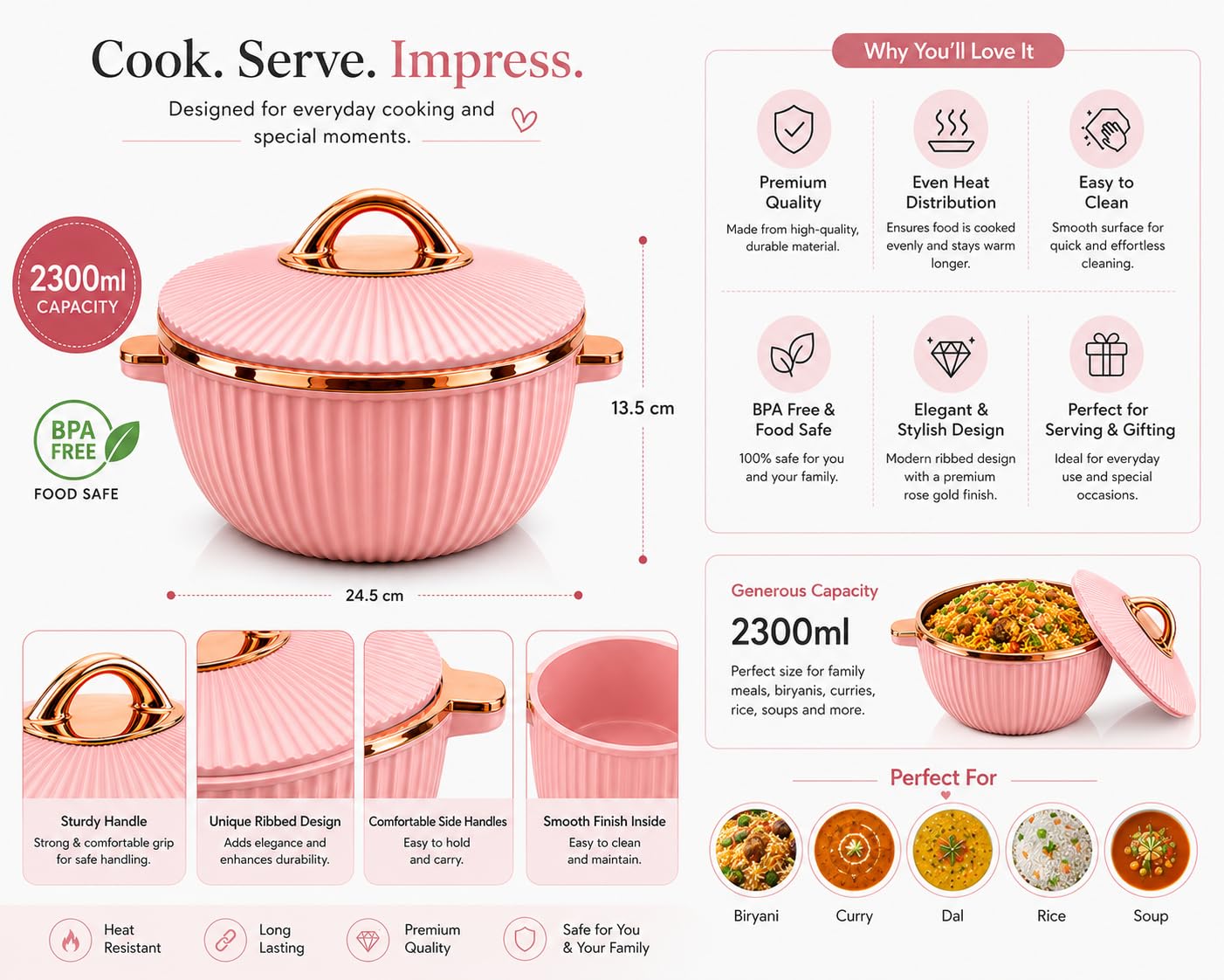 Buy Liza Froyo 3000 Stainless Steel Insulated Casserole with Lid