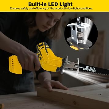 Brushless Cordless Reciprocating Saw (no Battery ) with 4 Blades & Safety Kit, 3500 SPM Variable Speed for DEWALT 20V Batteries for Wood, Tree Branch, PVC Pipe, Metal Cutting