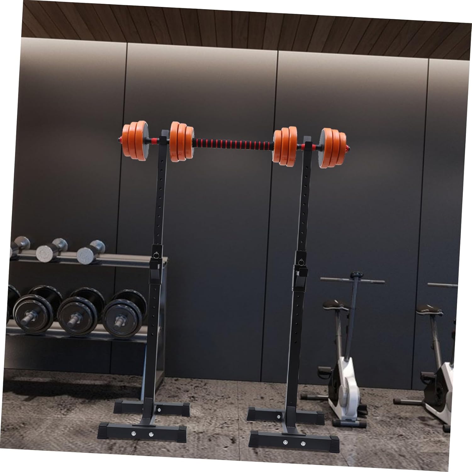 Multi-Function Barbell Rack Adjustable Height Heavy-Duty Steel Home Gym Equipment for Squats and Bench Press Fitness Supply for Strength Training