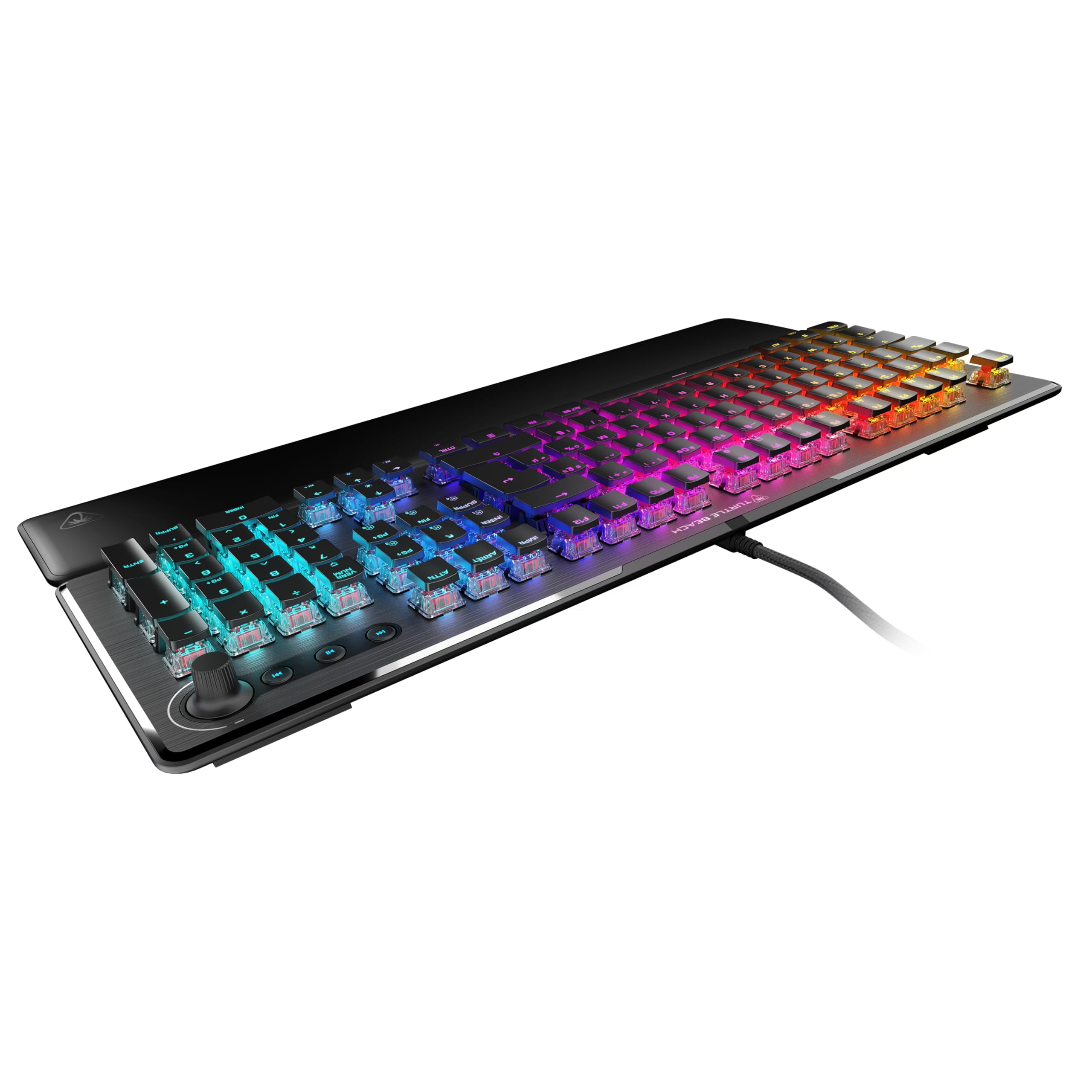 Turtle Beach Vulcan II - Clavier Gaming PC, interrupteurs mécaniques Titan II, Touches rétro-éclairées RGB Personnalisables, Repose-Poignets Amovible, Noir