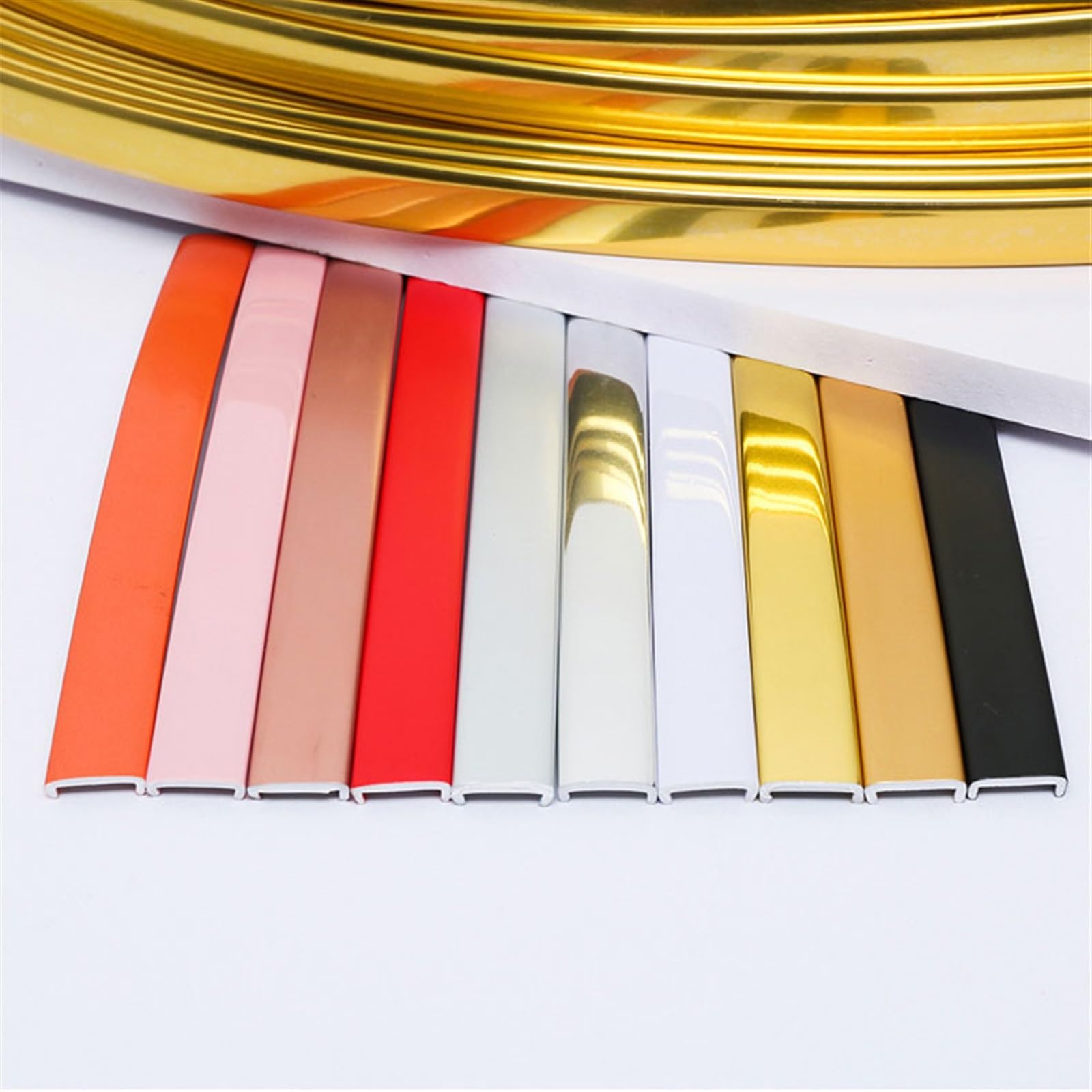 Cinta autoadhesiva en forma de U de 50 m, revestimiento de PVC rojo, moldura flexible para marcos de fotos, borde decorativo de 12 mm de ancho