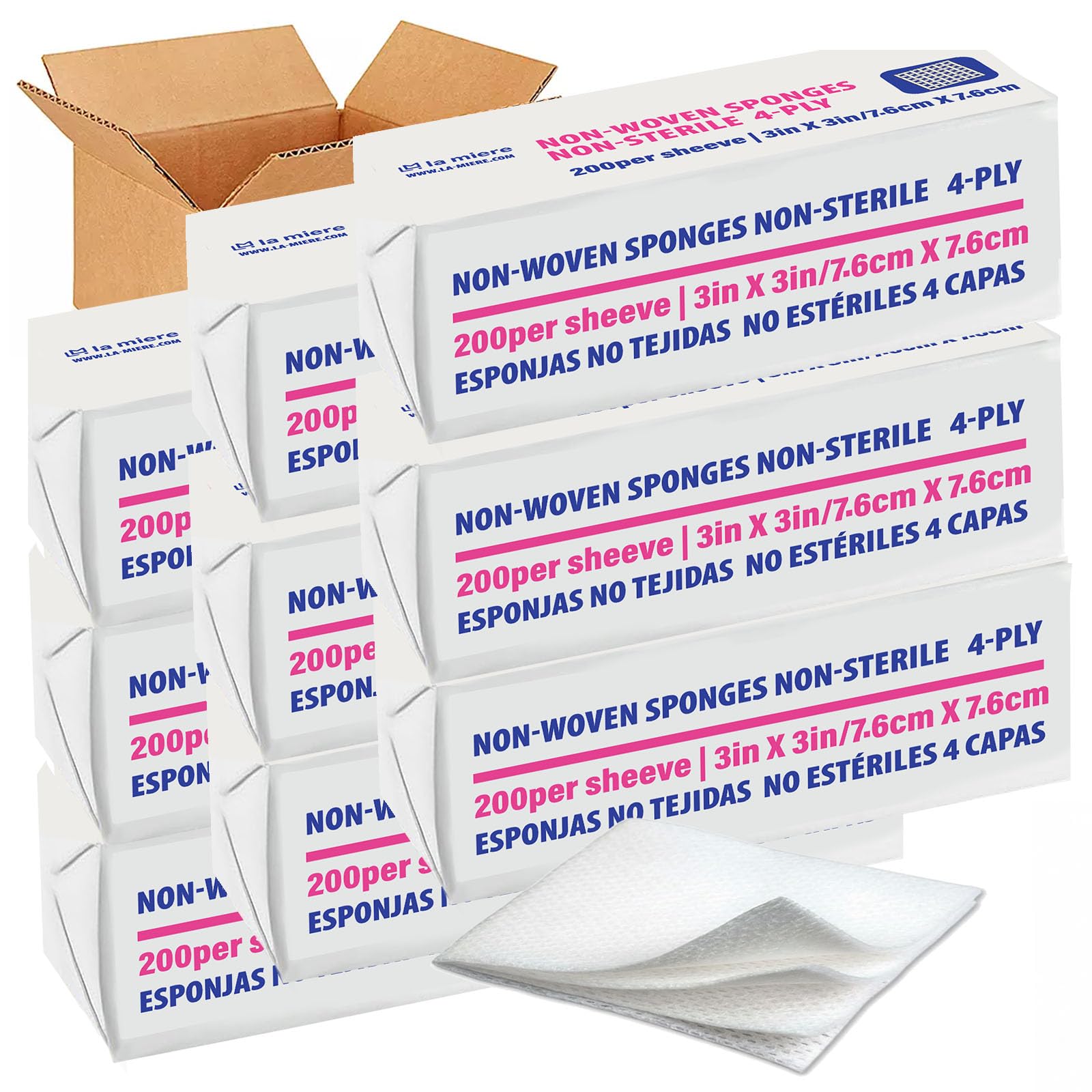 4"x4" 200 Pack Non-Woven Sponges 4-Ply Medical Sponges Non-Sterile — Amazon image 9