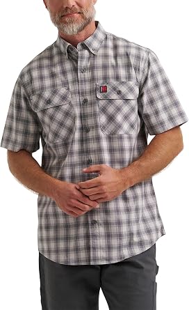 Wrangler Mens Short Sleeve Foreman Plaid Work Shirt