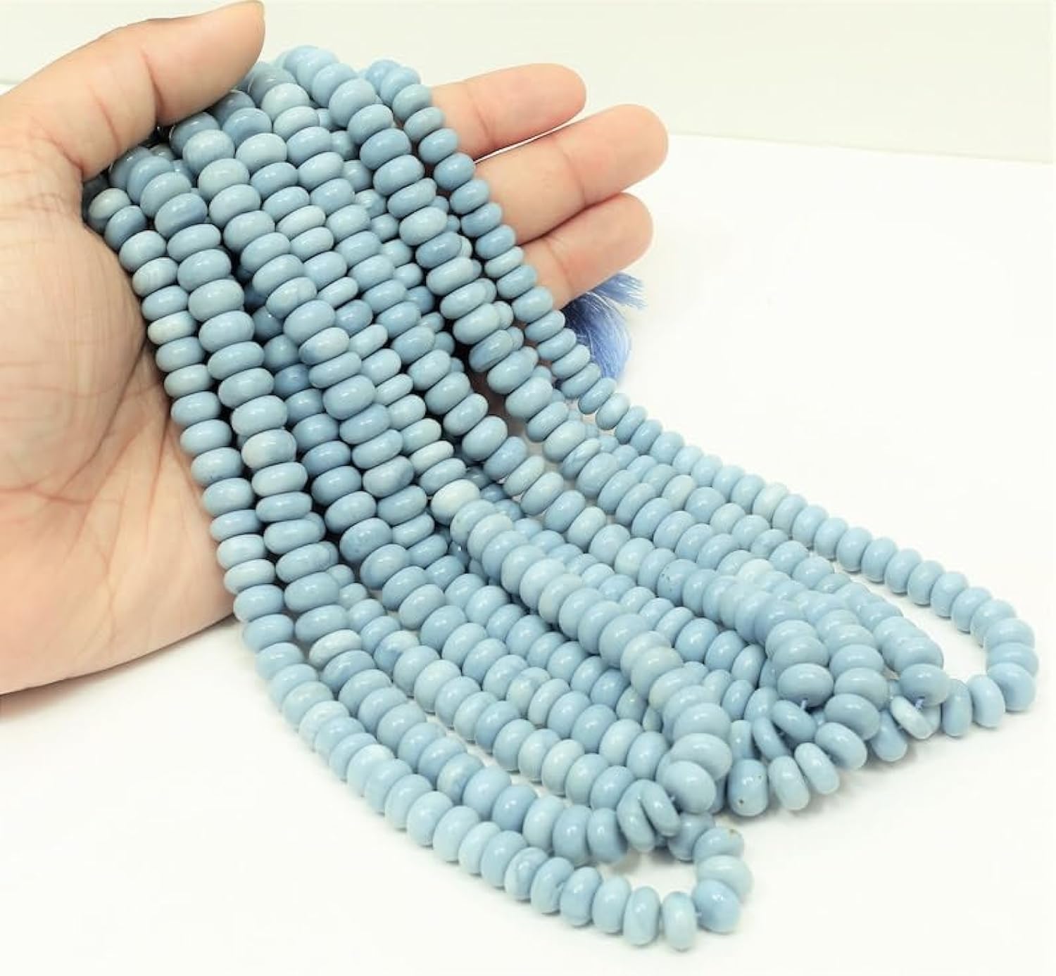 Perles en opale bleu denim naturel pour création de bijoux et colliers DIY