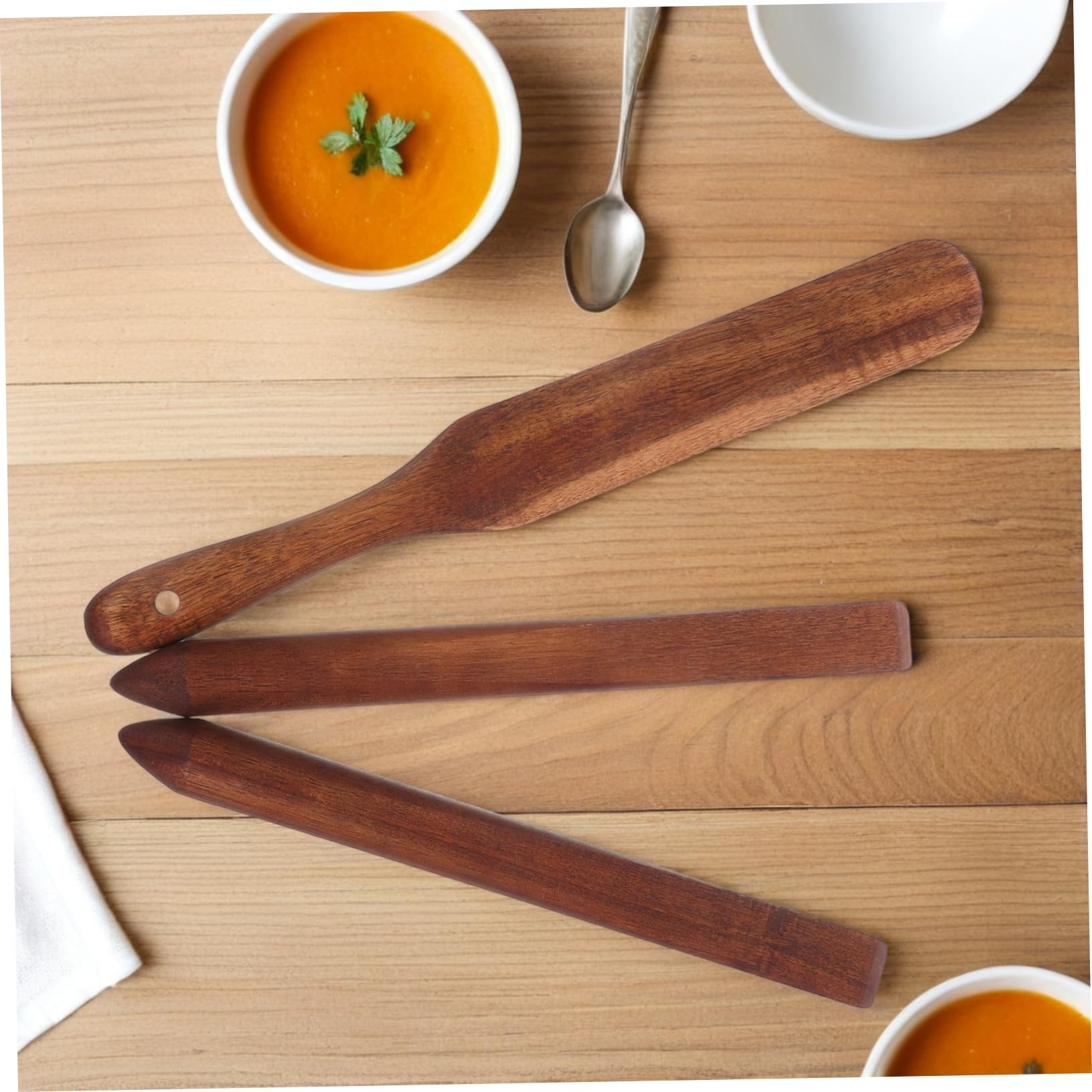 3piezas Remover de Madera de Acacia Espátulas de Madera para Cocinar Herramienta para Remover Pan para Repostería y Cocina Varilla para Mezclar Pan