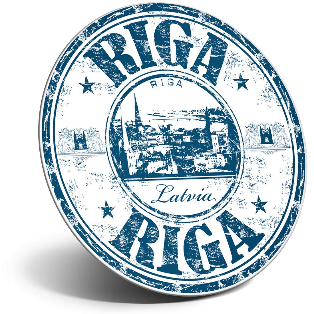 Destination Vinyl Ltd Magnet For Refrigerator, Fridge - Riga Latvia Travel Stamp Latvian For Office, Cabinet And Whiteboard, Magnetic Stickers, 5225