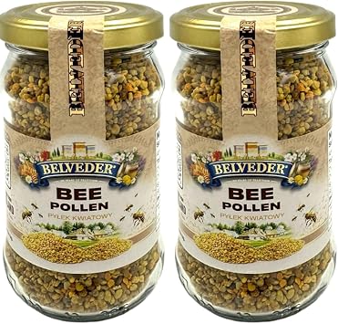 Bee Pollen, 100% Natural Superfood, 7.05oz/200g Glass Jar 2, 7.05 Ounce Pack of 2