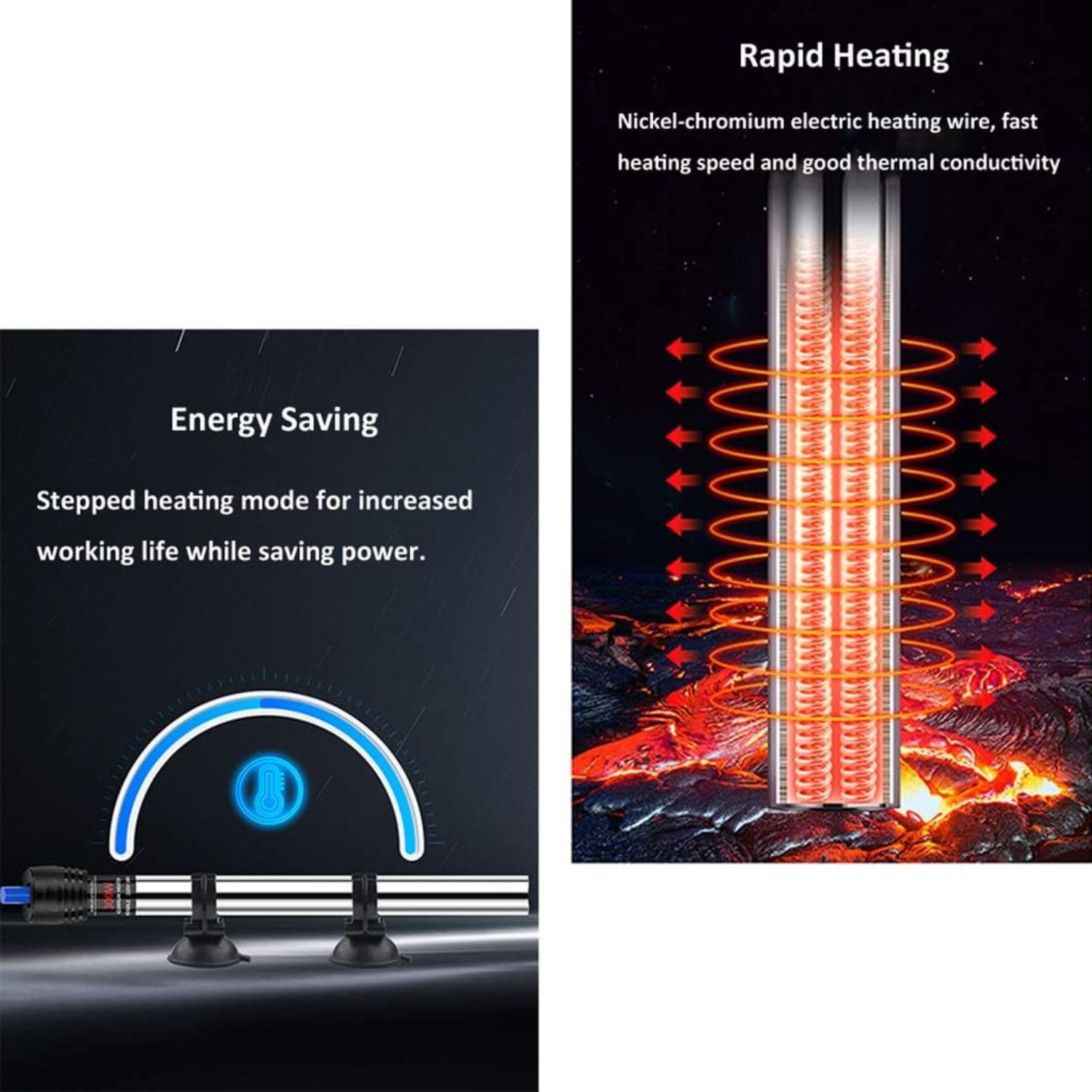 VAYINATO® 25W Stainless Steel Heater + Protective Cover Water Heater and Adjustable Temperature, Explosion-Proof with Suction Cup (Heater Will Turn on Only When Kept Under Water) 3