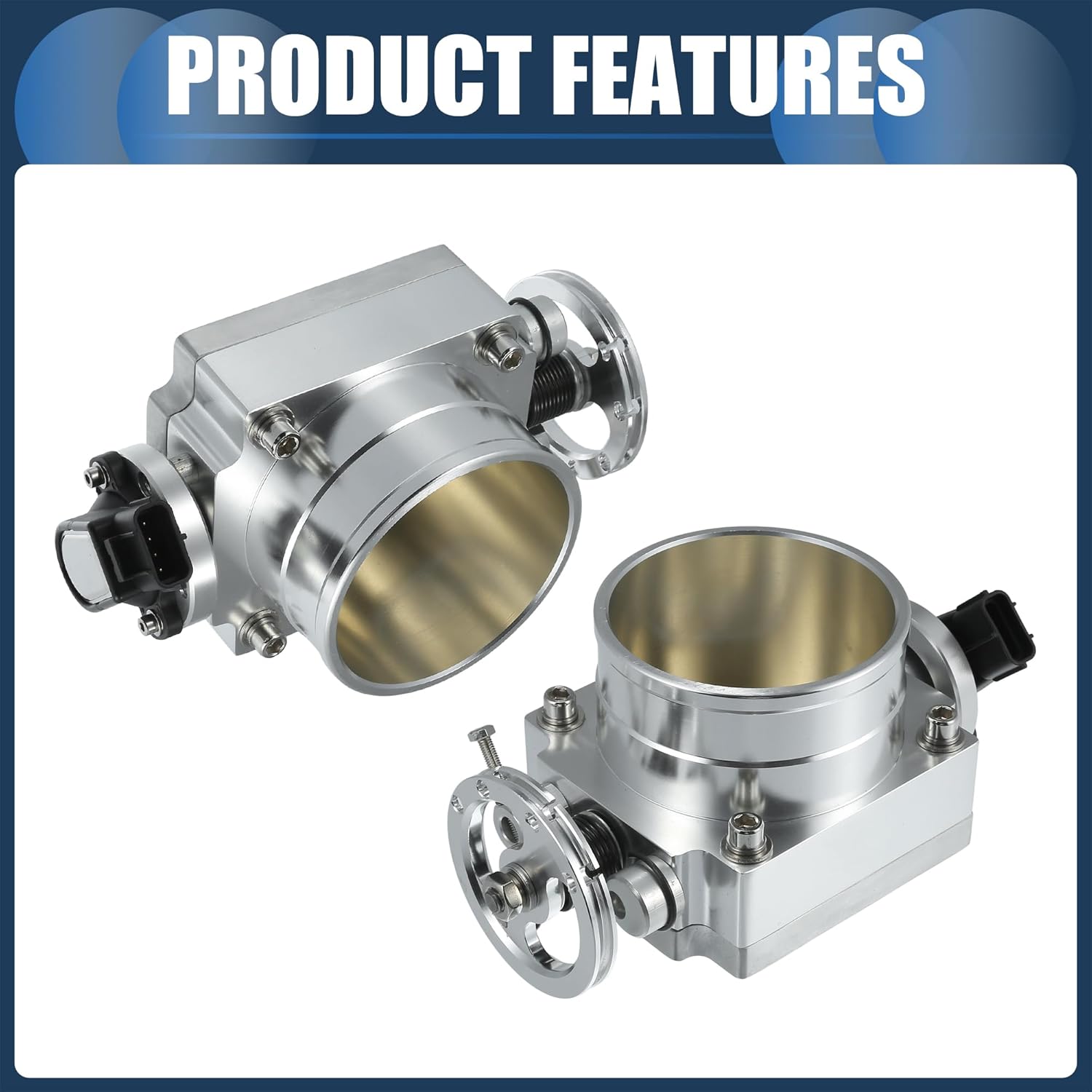Throttle Body Assembly, 90mm Auto Throttle Body Actuator Aluminum Alloy Silver Tone, 1 Pcs