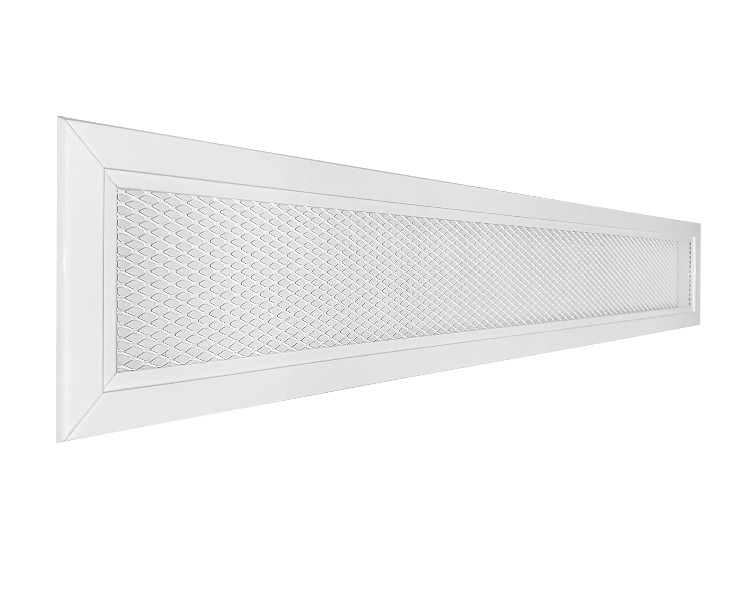 Rejilla de ventilación aluminio perforado con malla protectora – Blanco RAL 9016 – difusor aire caliente interior/exterior – rejilla lineal 60x9 cm.