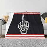 MENGCORE Skull Middle Finger Skeleton Gift Blanket Gifts Funny Throw Flannel Blanket for Sofa Bed Travel 40