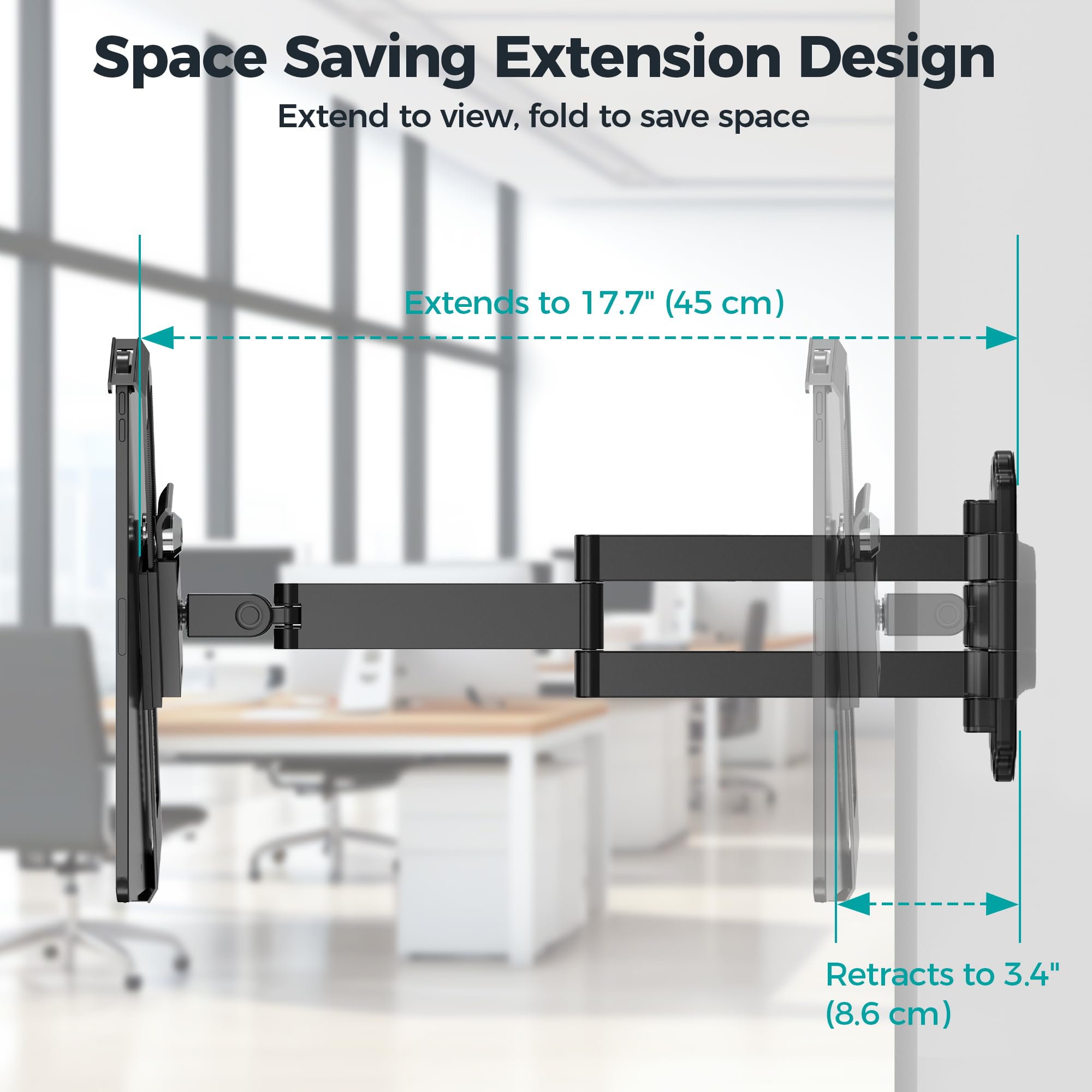 Soporte De Pared Para Tablet Antirrobo, Metálico Para iPad 7"-14" Pro Air Galaxy Tab, Brazo De Seguridad Con Movimiento Completo Y Cerradura Con Llave Para Tiendas, POS Y Kioscos Comerciales, Negro