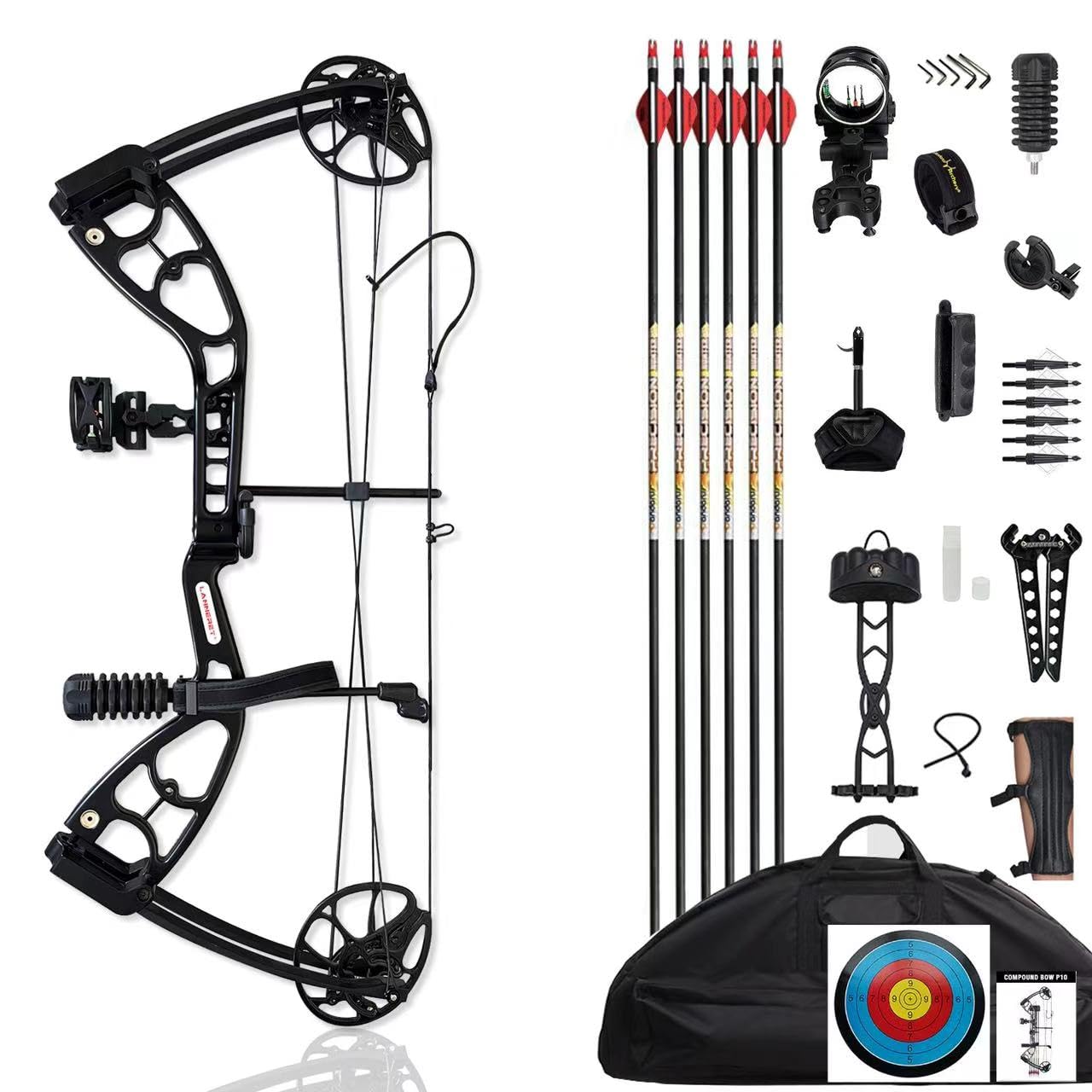 Archery Compounnd Bow Set Fully Adjustable for Adults and Teens,25.4"-32" Draw Length,30-70LBS Draw Weight,Up to 320 FPS,Limbs Made in USA 2025 New
