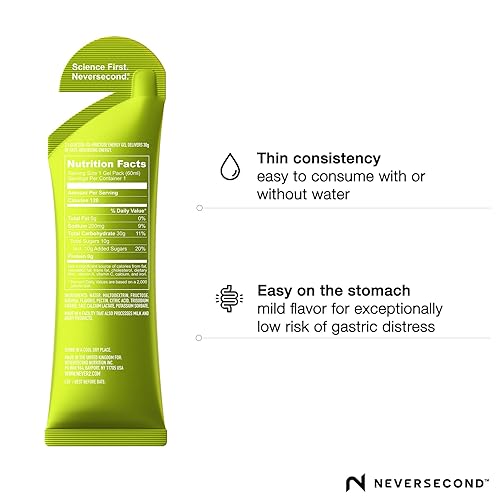Miniatura 2 de Neversecond Gel energético C30, nutrición e hidratación de rendimiento, gel energético Never2 para ultra triatlones, ciclismo y maratones (sabor