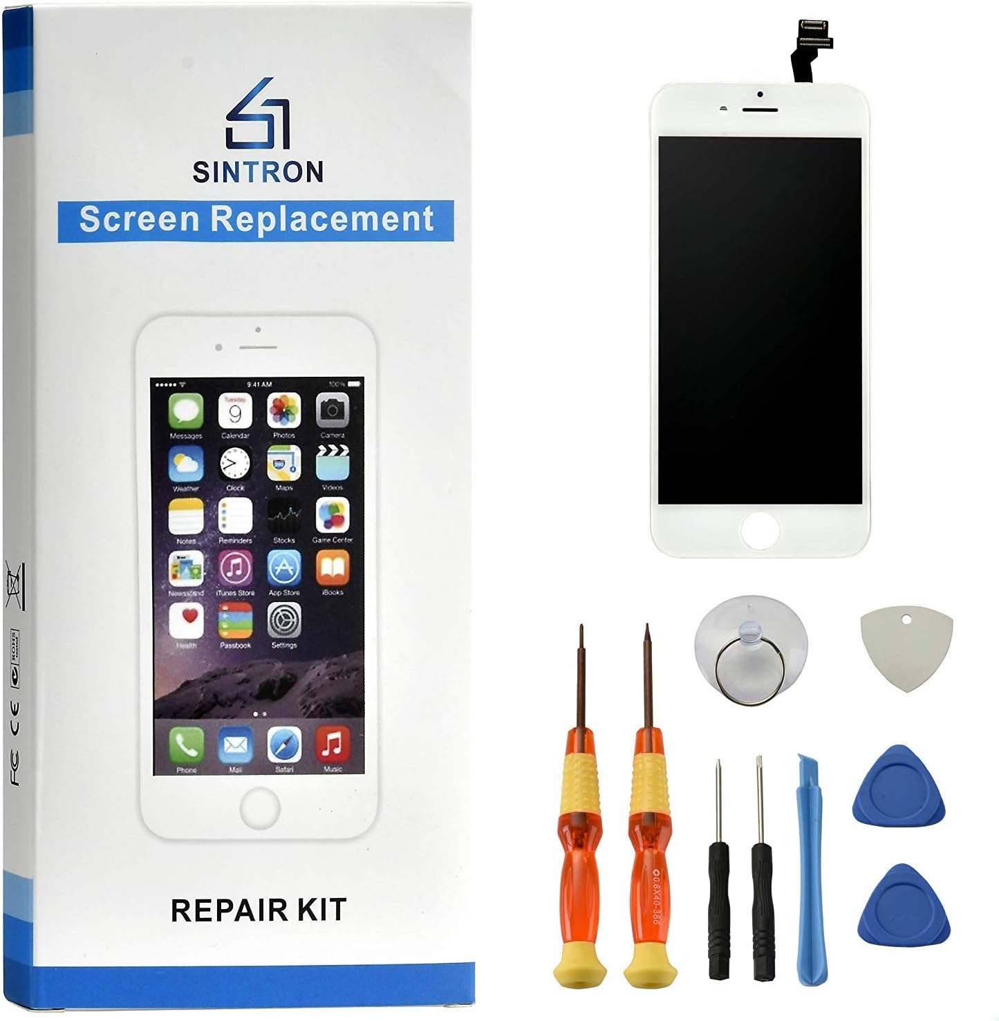 Sintron OEM LCD Screen Replacement - for iPhone 6S Plus 5.5" White LCD Display Touch Screen Digitizer Assembly Repair Replacement Including Free Tools (For iPhone 6S Plus, White)
