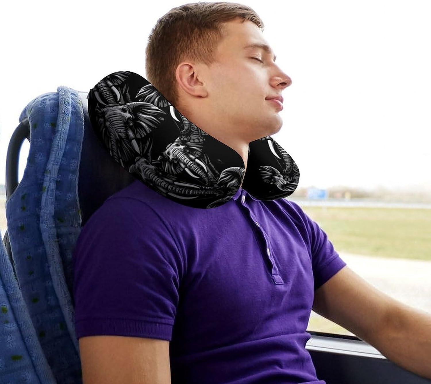 Elephant Travel Pillow U Shape Neck Pillow Washable Pillowcase for Sleeping Chair