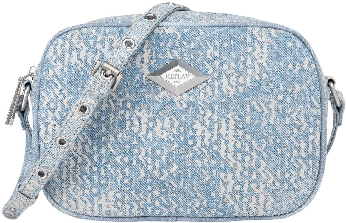 REPLAY cross body bag Crossbody Bag Bleach Denim + Cream White