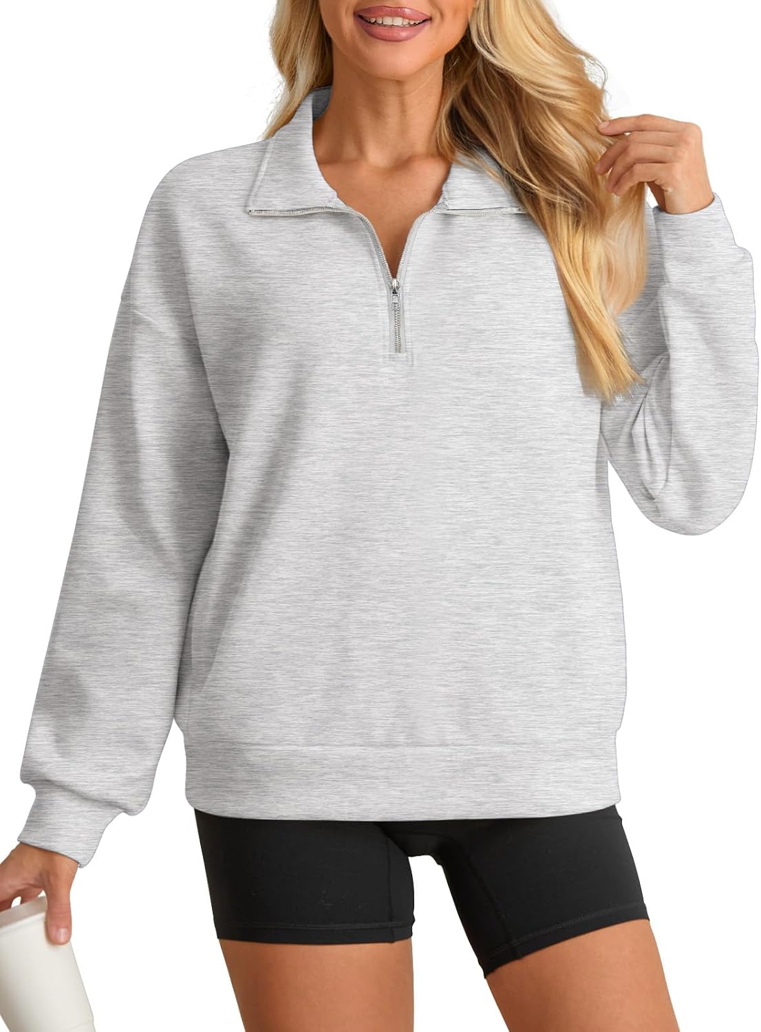 HWOKEFEIYU Womens Sweatshirts Half Zip Long Sleeve Pullover Winter Fall Outfits Fashion Y2k Clothes