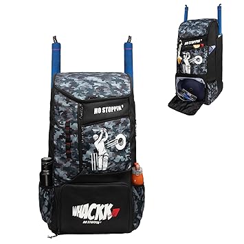 WHACKK Kallis 103L Unisex Cricket Kit Bag Backpack | Adult Size | 2 Bat | Shoe/Helmet Pocket | Main Compartment 18" Leg Pad |2 Bottle Holder | Easy Access Pocket | Player Edition Senior (Grey Black)