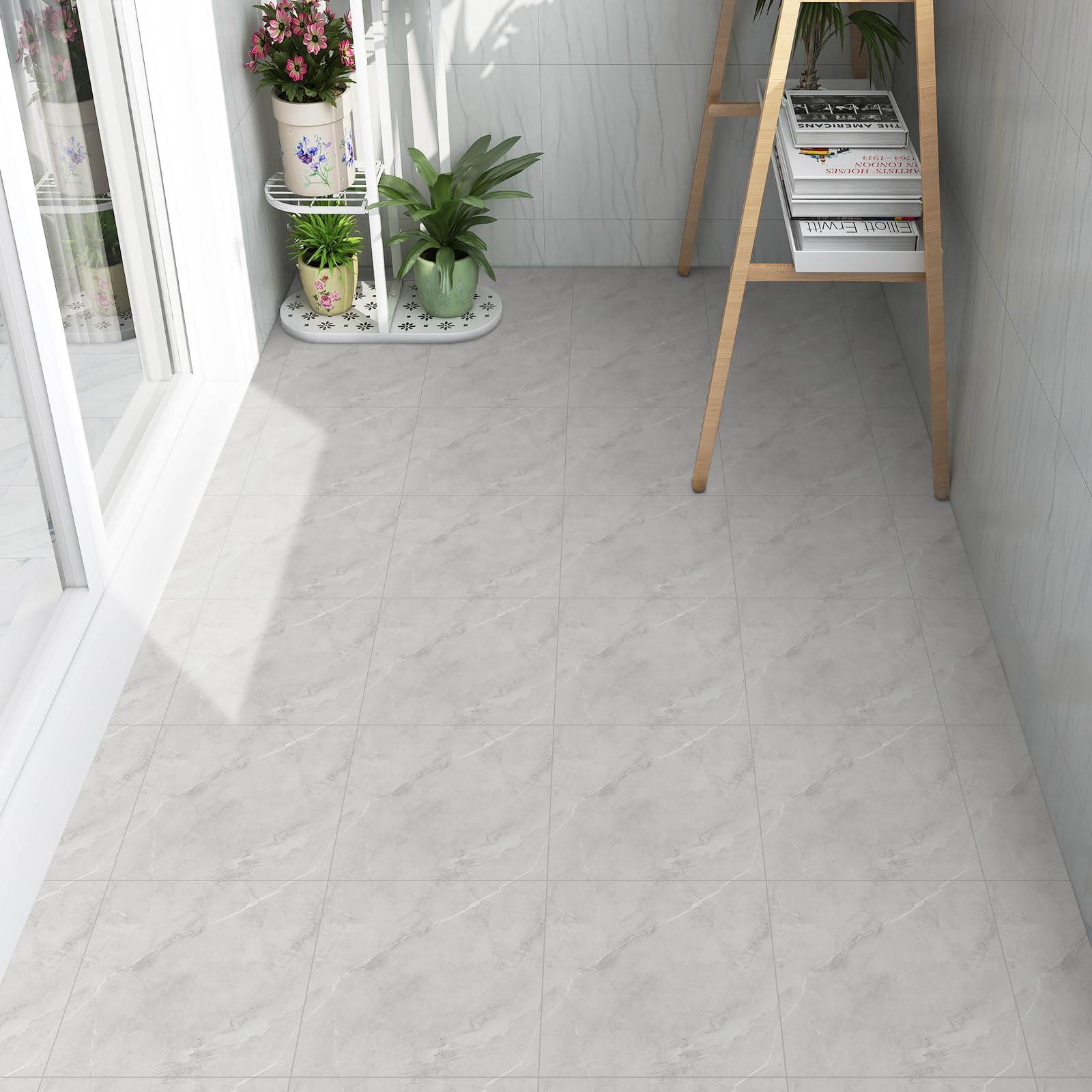 Floor Tiles Self Adhesive Floor Tile, Vinyl Flooring Peel and Stick Floor Tiles Waterproof for Kitchen Living Room and Bathroom DIY Flooring 30x30cm 10pcs(0.9㎡)