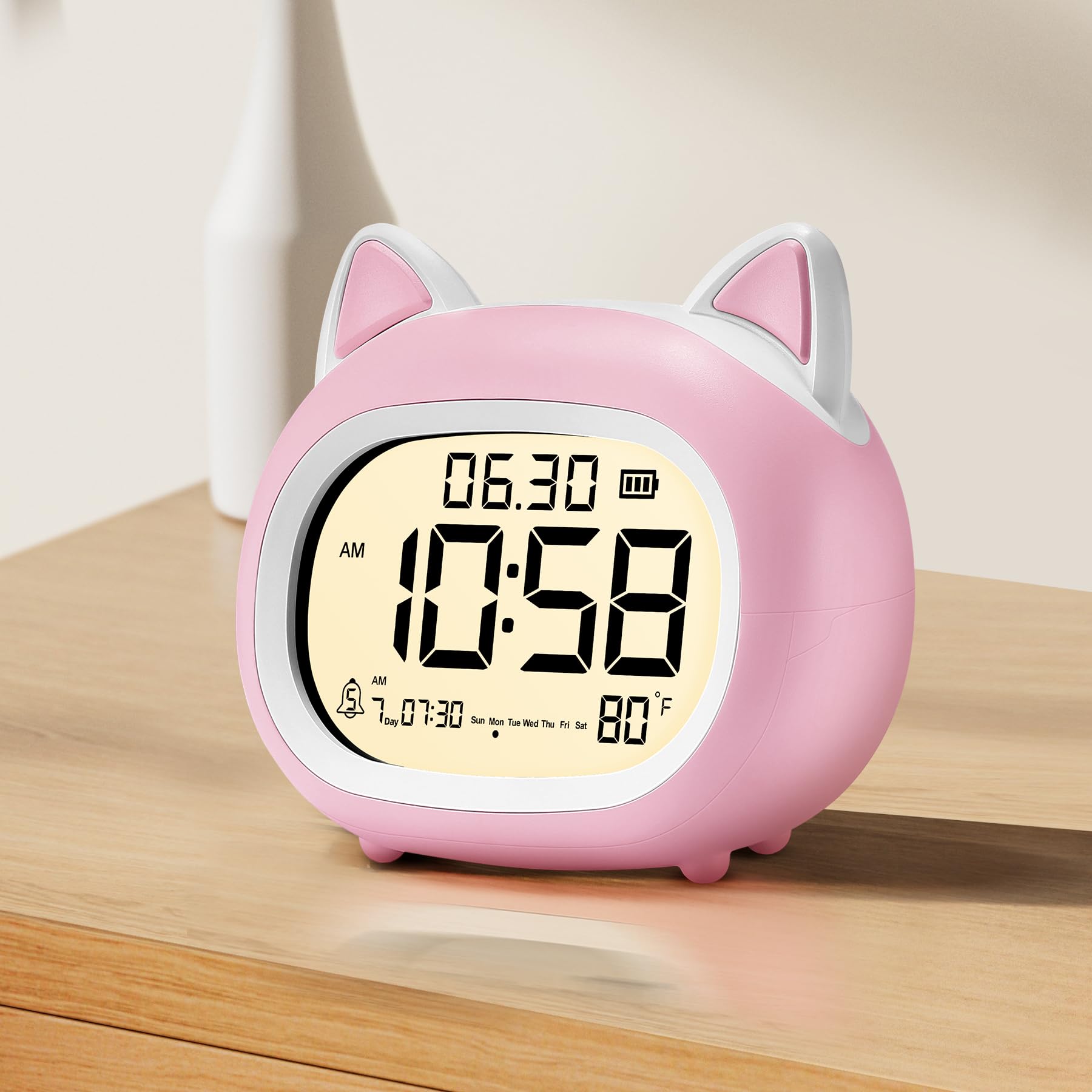 Digitaler Kinderwecker Kleinkinder Nachtlicht Uhr für Schlafzimmer, Katzenwecker mit Schlaftraining, Geburtstagsgeschenk für Mädchen Junge Kinder