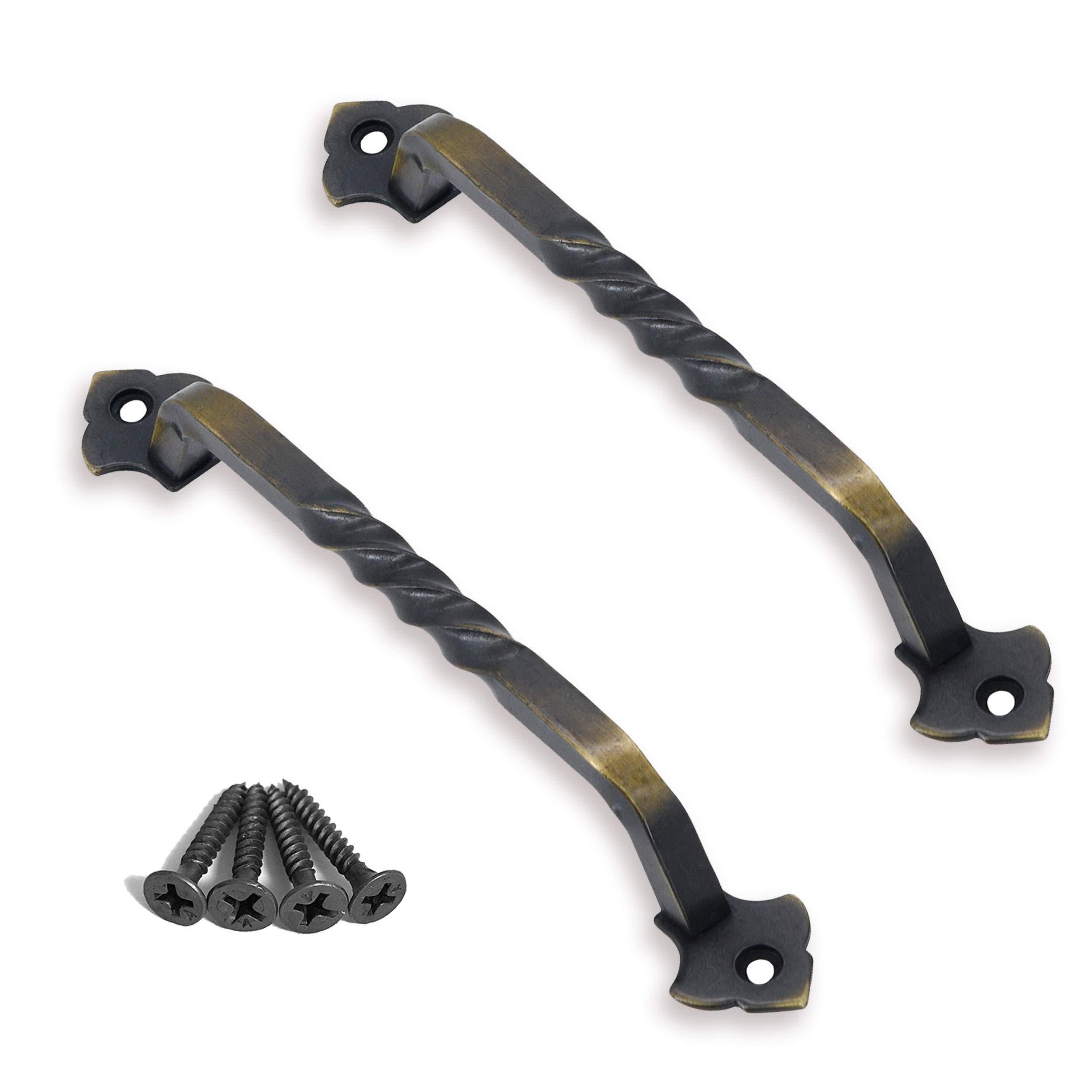 Ouvin 6Inch Bronze 2 Pack Barn Door Pull Handle Hardware For Wooden Garden Gate Shed Cabinet Door (160Mm/6Inch Bronze)