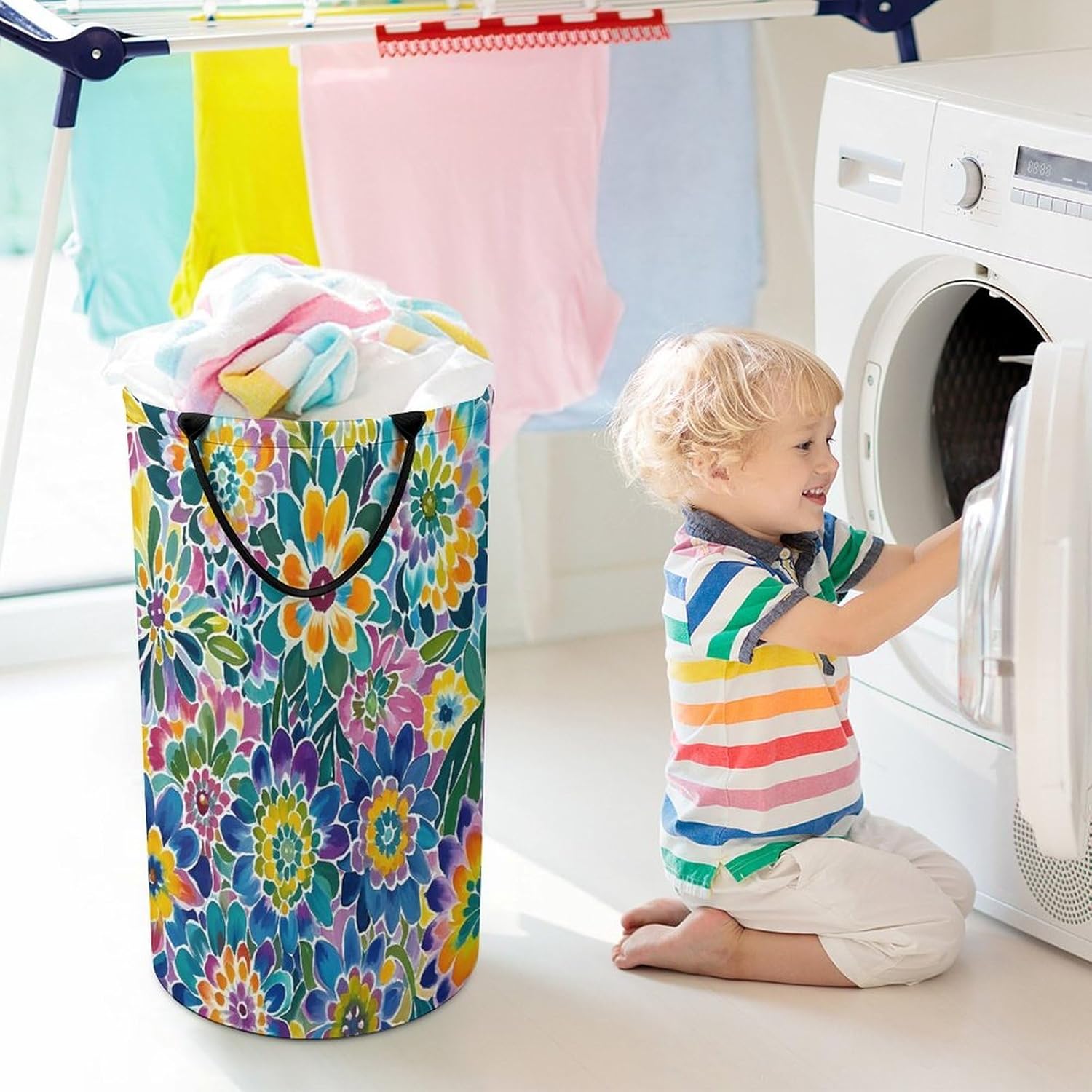 Tie Dye Laundry Hamper Large Collapsible Laundry Basket with Handles Waterproof Clothes Hamper Portable Dirty Clothes Basket for Bedroom Laundry Room Closet Bathroom