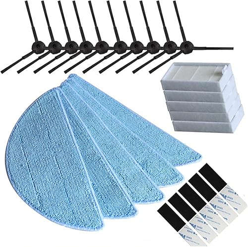 10 Side Brush + 5 HEPA Filter + 5 Mop Cloth + 5 Pastes Fit for Chuwi ILIFE V3 V3+ X5 V5 V5s V5 Pro Vacuum Cleaner Spare Parts Vacuum Cleaner