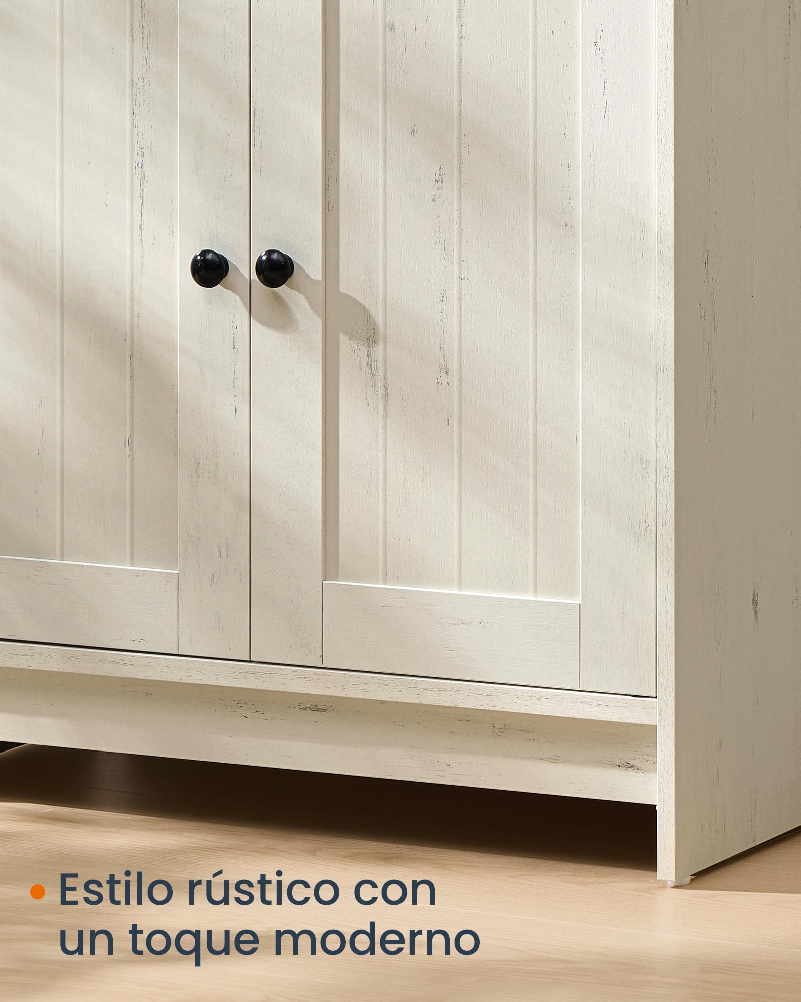 SONGMICS Home Mueble Bajo Lavabo para Baño, Montaje Súper Rápido Sin Herramientas Toolless, Armario con Estante Ajustable, para Lavabos con o sin Pedestal, Blanco Rústico BBC223WJ01