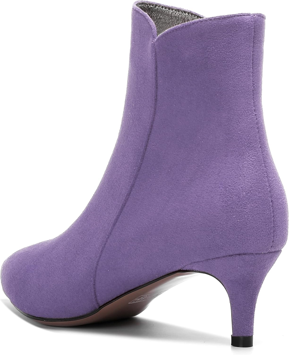 SKYSTERRY Womens Office Casual Suede Pointed Toe Zip Kitten Low Heel Ankle High Boots 2 Inch