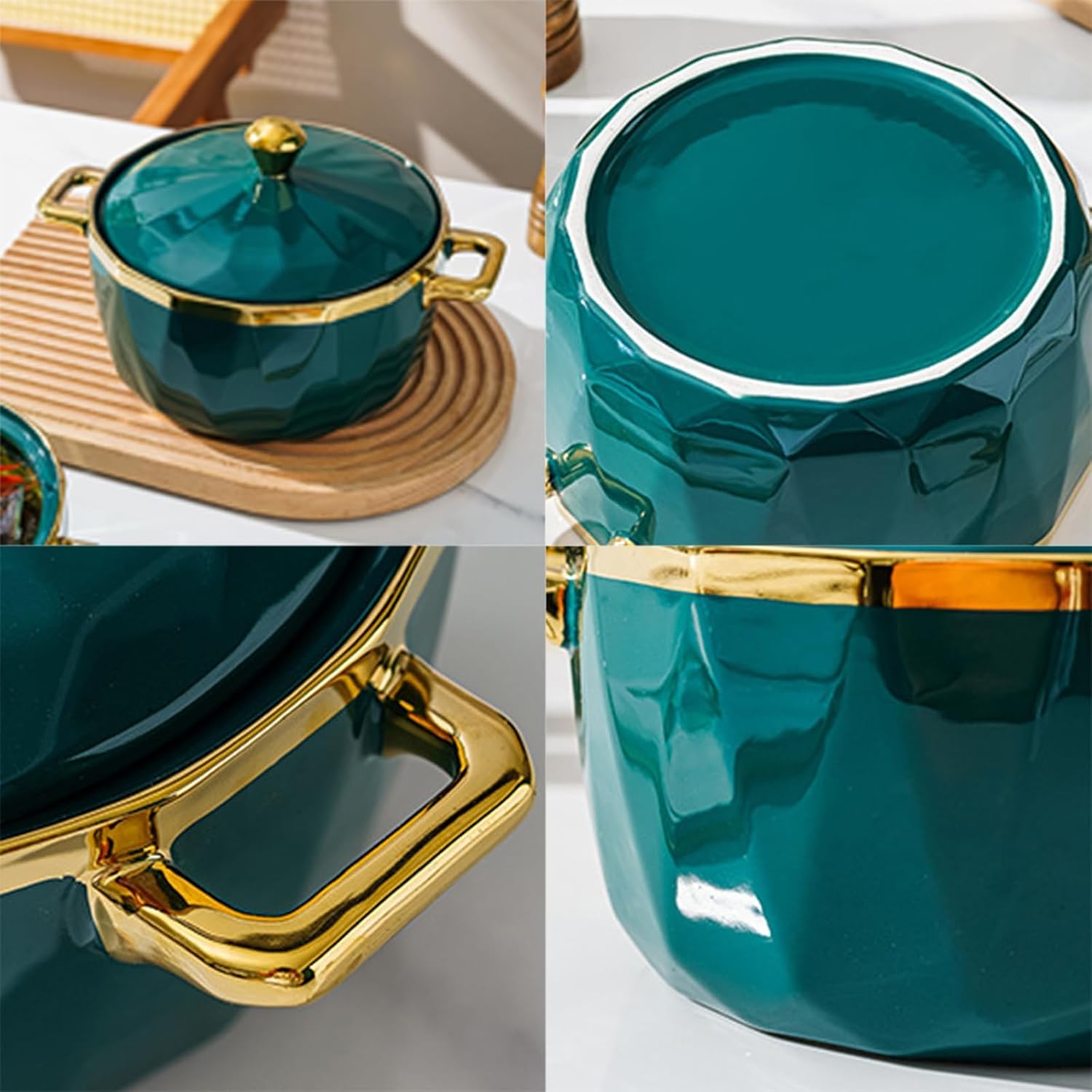 Ceramic soup tureen with lid,Bone China Soup Tureen with lid,Porcelain Soup Tureen Ceramic Tureen with Lid for Soup Serving,1000ml