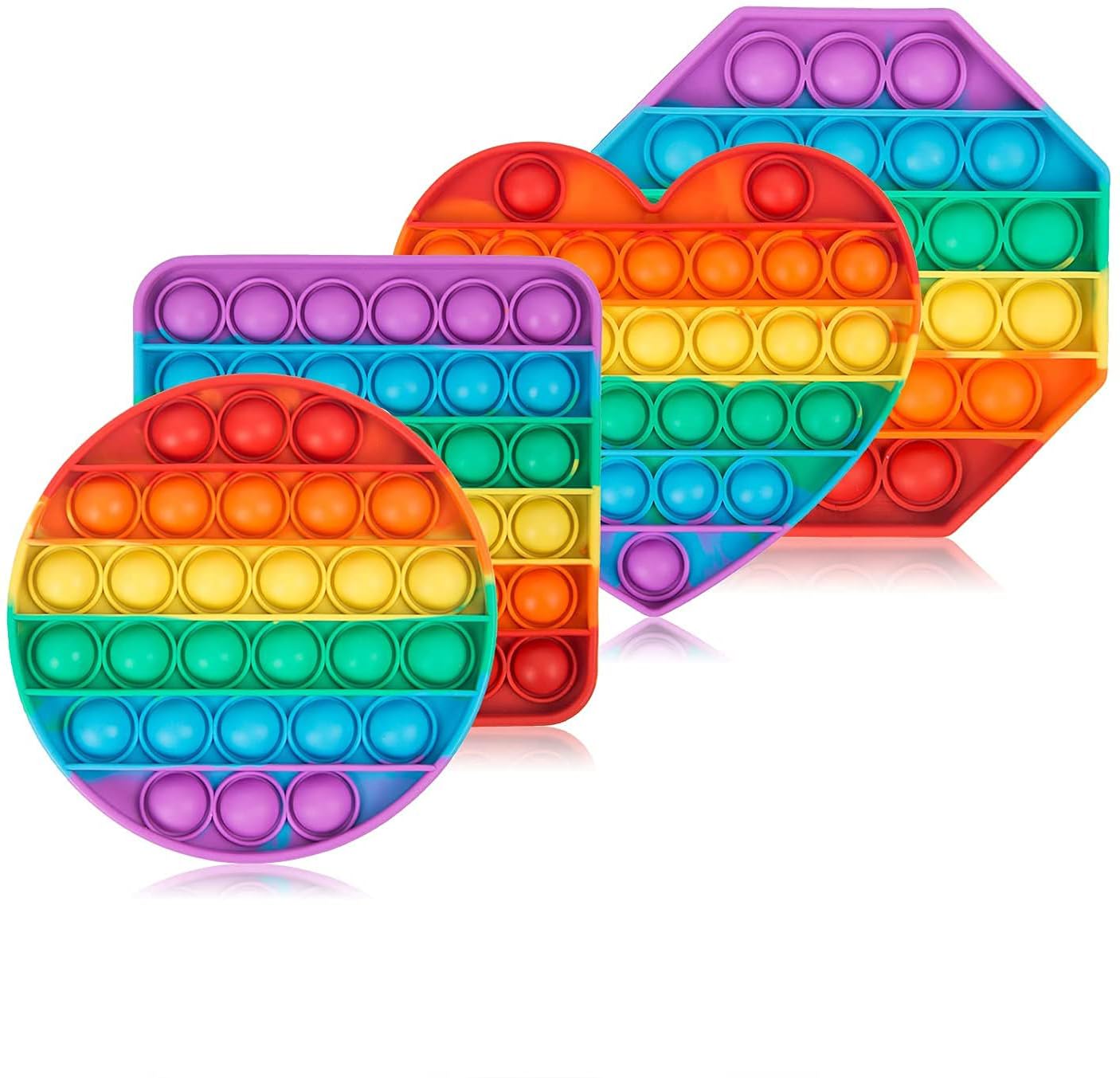 Sage Square Pop It Fidget Toys, Pop Its Fidgets Stocking Stuffers for Kids, Fidget Toy Pack Figit Sensory Toy Popit Popits Christmas Kids Ideas Gifts Girls Boys Toddler (Circle,Octagon,Heart & Square)