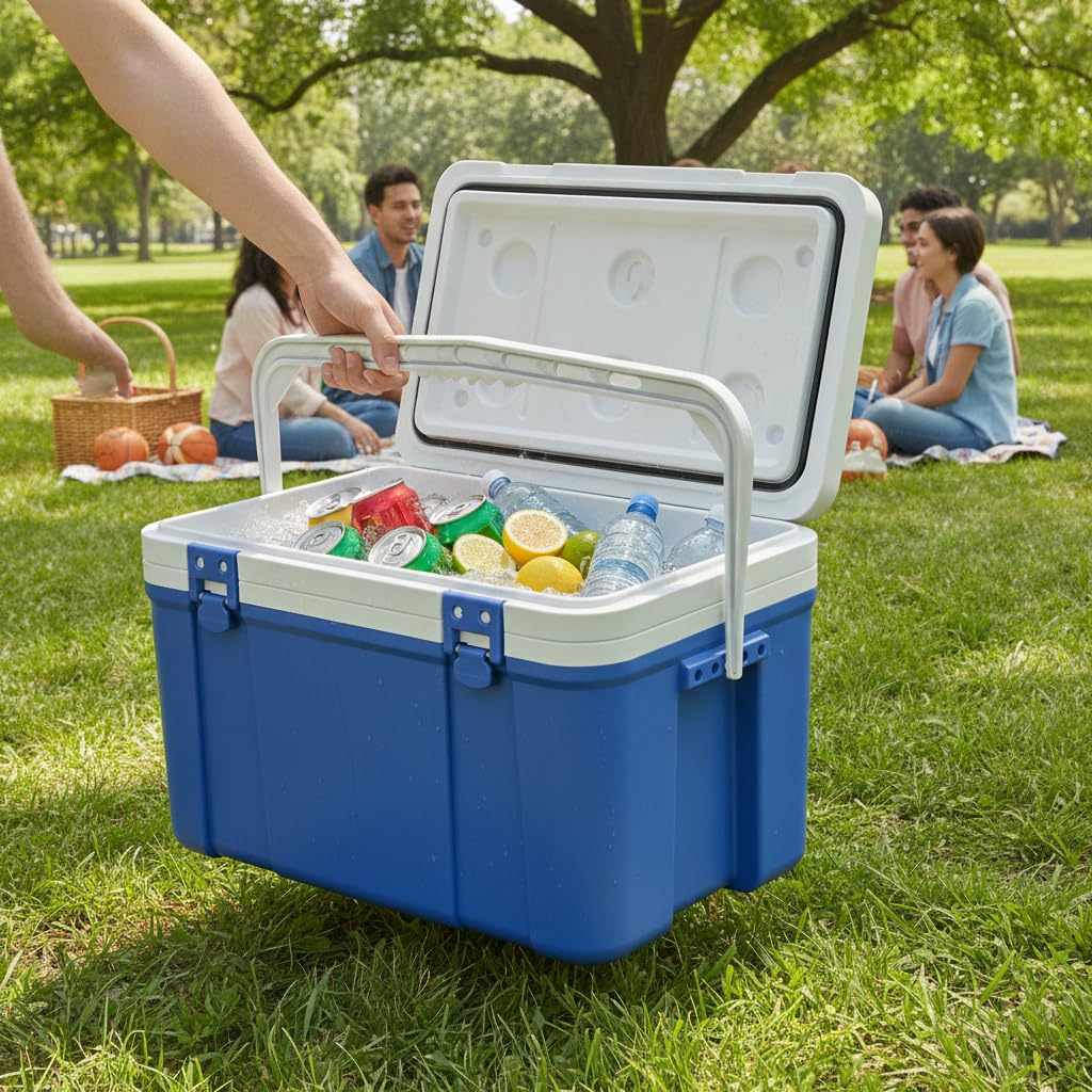 Glacière Portable Extérieur Plastique | 6-8h chaud - 24h froid - paroi intérieure épaissie, idéale pique-niques - pour la plage - pour la randonnée