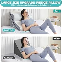 Vista 2 de Almohada de cuña para dormir, juego de almohada ortopédica de cuña de cama, 15 en 1, 3 piezas, almohada de cuña de espuma viscoelástica ajustable