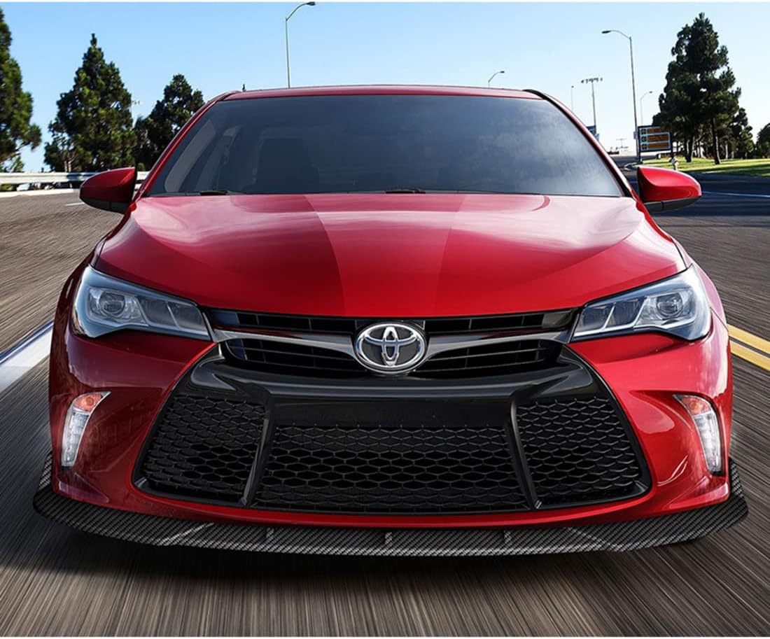 Q1-TECH, Front Bumper Lip fit for Compatible with 2015-2017 Toyota Camry, Front Bumper Lip Spoiler Air Chin Body Kit Splitter Painted Carbon Fiber ABS, 2016 (STP-Style) (Painted Carbon Fiber)