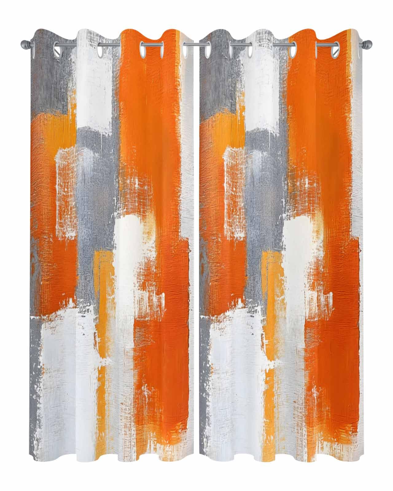 Waterproof Outdoor Curtains for Patio Porch, Abstract Gradient Graffiti Texture Grommet Curtain Panel Windproof Outside Curtains Tieback, Watercolor Color Block Weighted Window Treatment Drapes