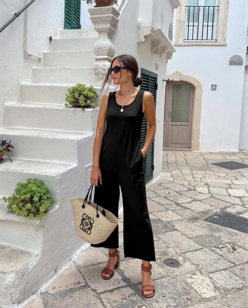 Muchpow Jumpsuits for Women Casual Summer Outfits Sleeveless Tank Jumpsuit Romper Long Pants Overalls with Pockets 2026 - Image 5