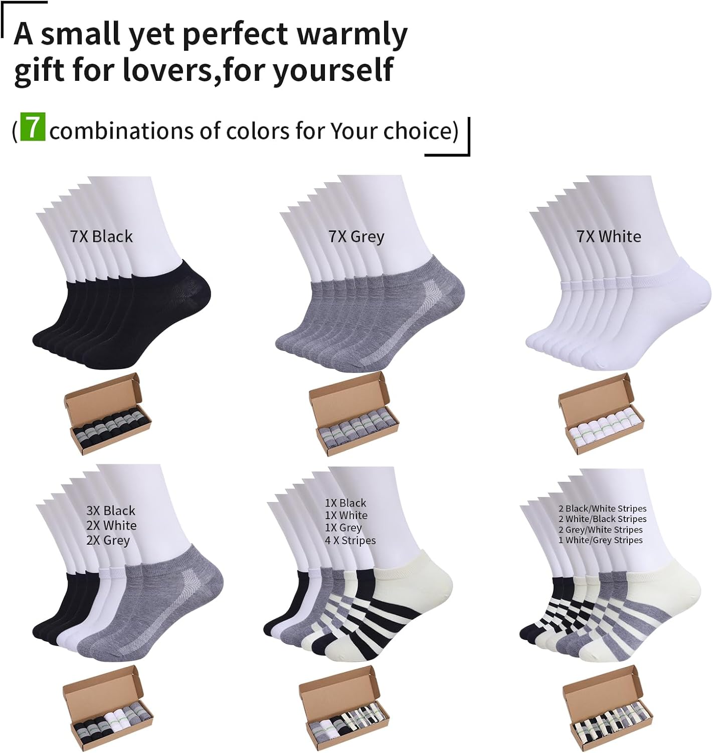 7 Pairs Thin Ankle Socks for Men Women Low Cut Short Sock Pack - Image 6