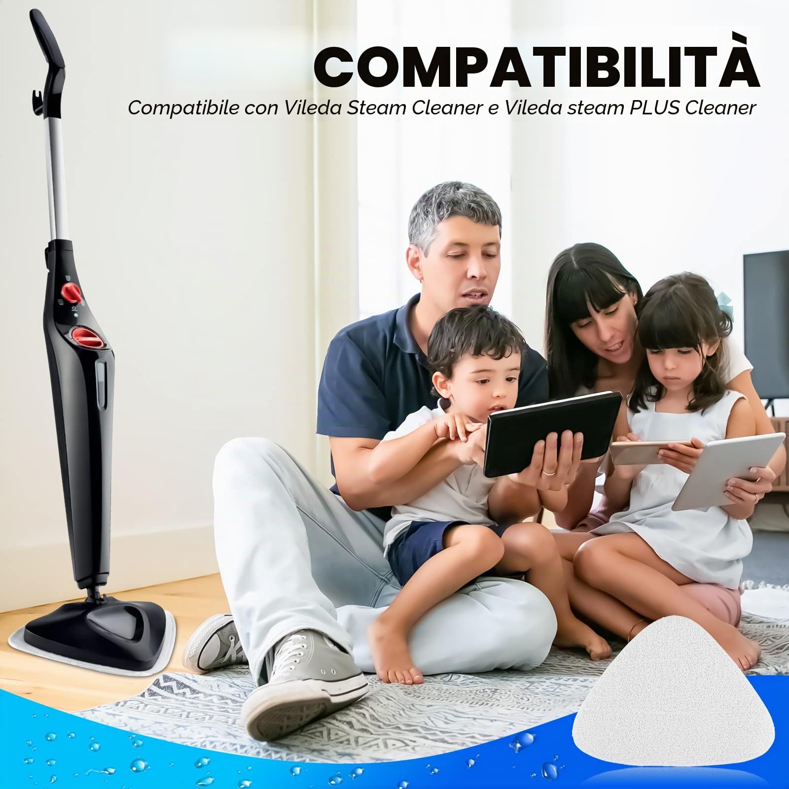 8 Pezzi Panni di Ricambio per Scopa a Vapore per Vileda Steam Plus Pulitore a Vapore e Vileda Steam Plus Ricambi per pulitore a Vapore
