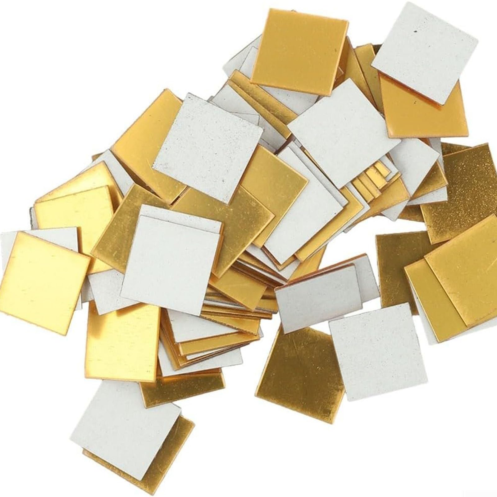 200 azulejos de espejo autoadhesivos, 3 x 3 cm, azulejos de espejo cuadrados pequeños autoadhesivos, azulejos de mosaico de espejo de vidrio para decoración de manualidades (dorado)
