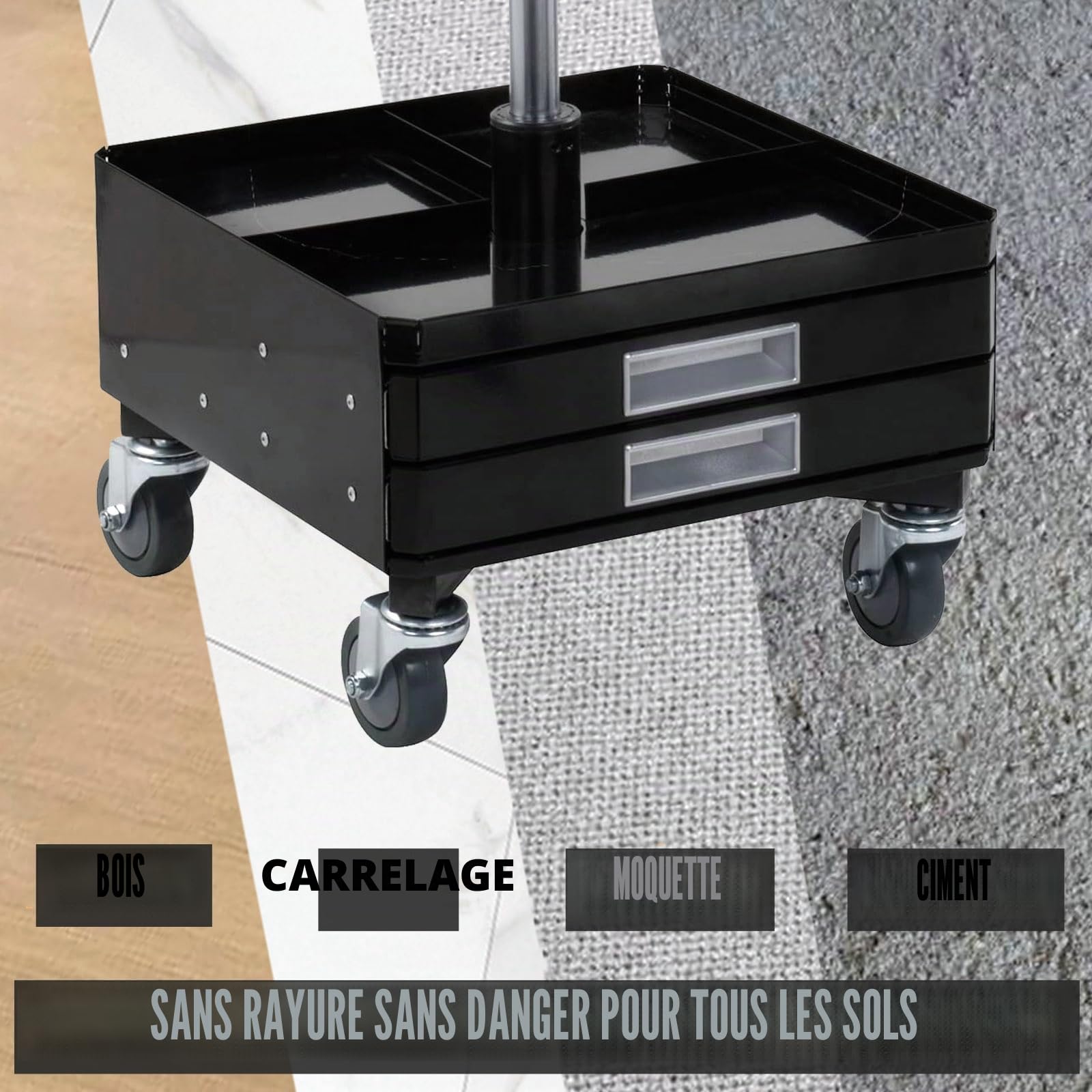 RILIDRI Rubbermaid Lot de 4 roulettes à tige pivotante de 10,2 cm, roue en caoutchouc de 1,2 cm de diamètre, roues de rechange robustes en TPR pour chariot à serpillère et seau à vadrouille (2 freins,