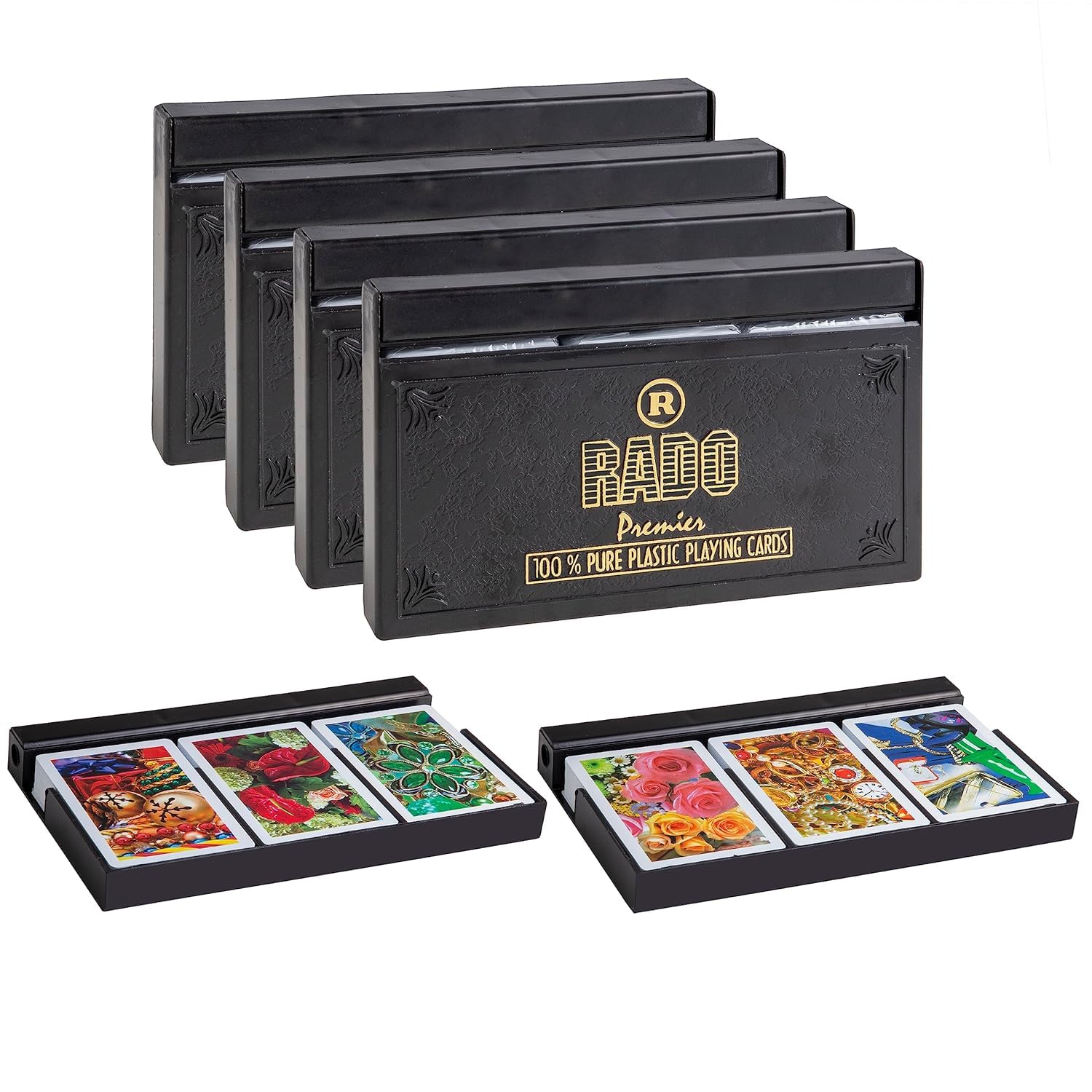 RADOCARDS Switzerland Premier Plastic Playing Cards, Bridge Size, Multicolour Cards in 3-Piece PVC Container, for Card Games, Poker and Rummy (Set of 9) (B0DFTRTB7G) Amazon Price History, Amazon Price Tracker