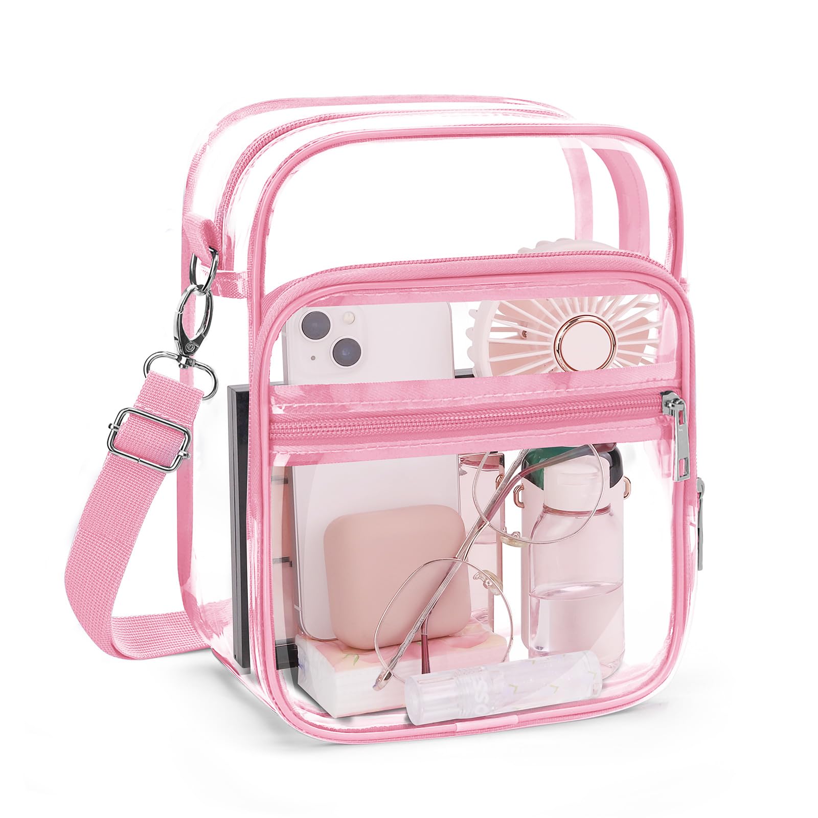 Blvornl Clear Crossbody Bag with Adjustable Shoulder Strap, Stadium Approved PVC Purse Bag, Messenger Bag