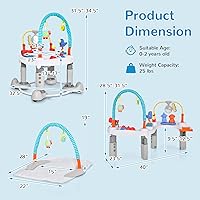 Vista 6 de INFANS Centro de Actividad de Bebé con Rebotador, 5 en 1 Plato de Actividad con Rebote para Niños Pequeños, Alfombra de Juego con Asiento Giratório