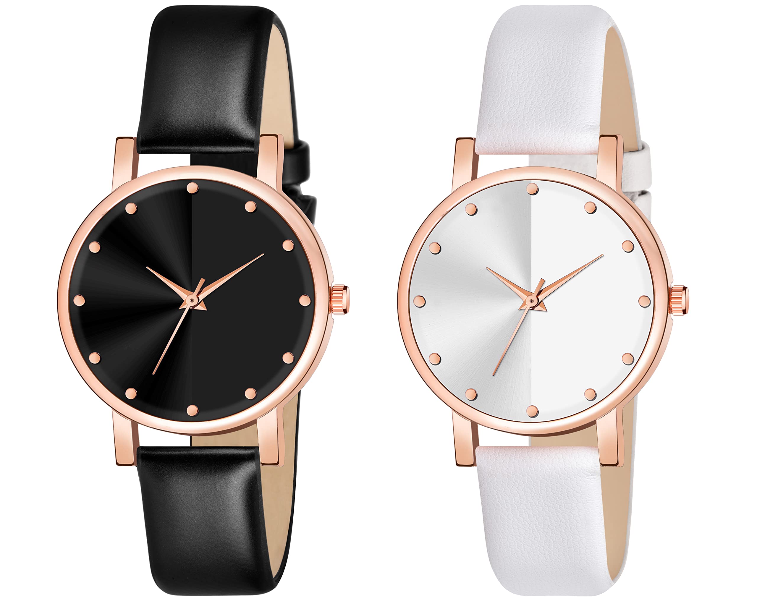 Shocknshop Analog Multi Colored Dial Fashion Combo Leather Band Watch For Women And Girls (Black & White Colored Dial And Strap) -W48 (B0BFX6SX7B) Amazon Price History, Amazon Price Tracker