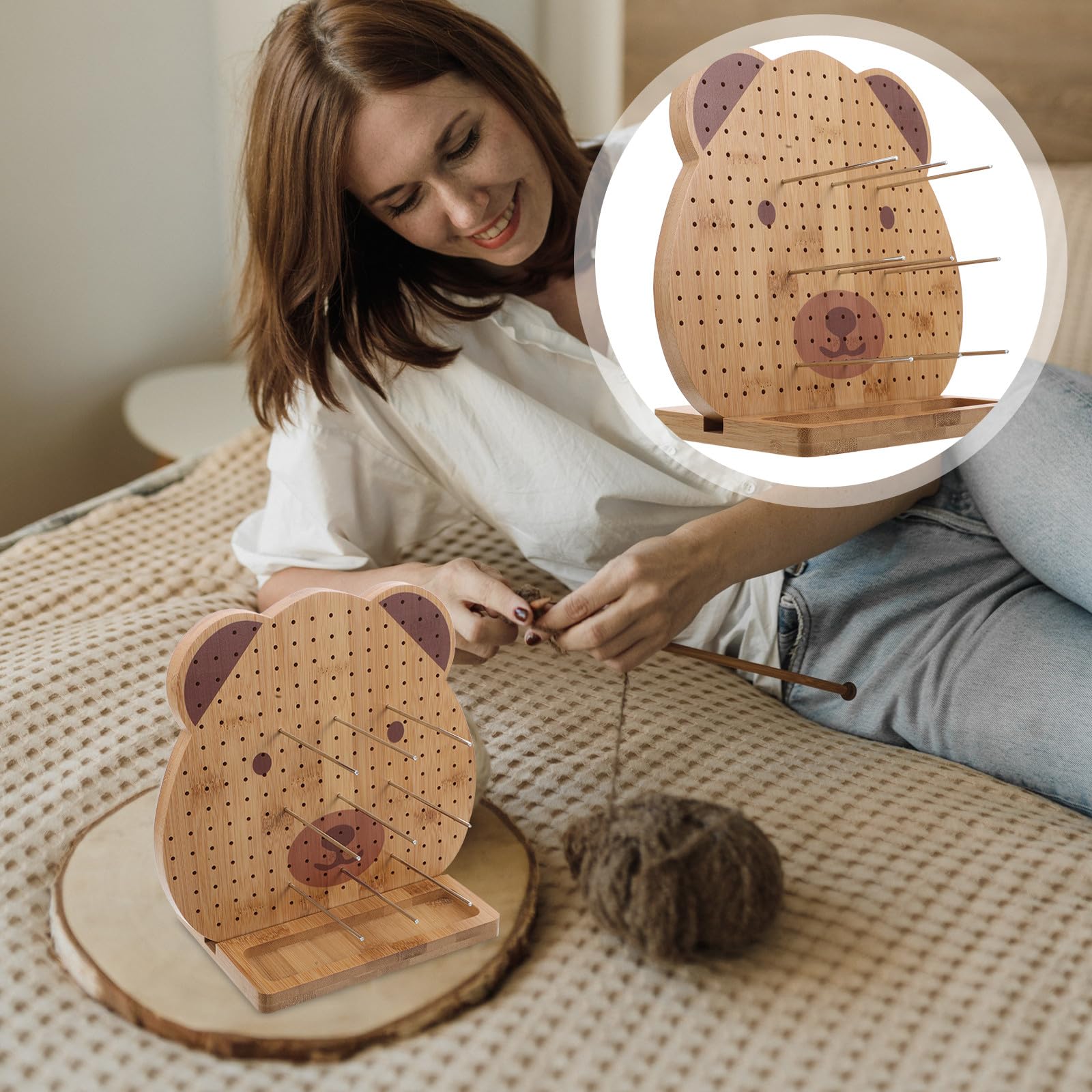 Luxshiny Tablero de Bloqueo para Crochet Herramienta Esencial con Alfileres de Madera Durable para Proyectos de Tejido y Ganchillo para Manualidades en Casa